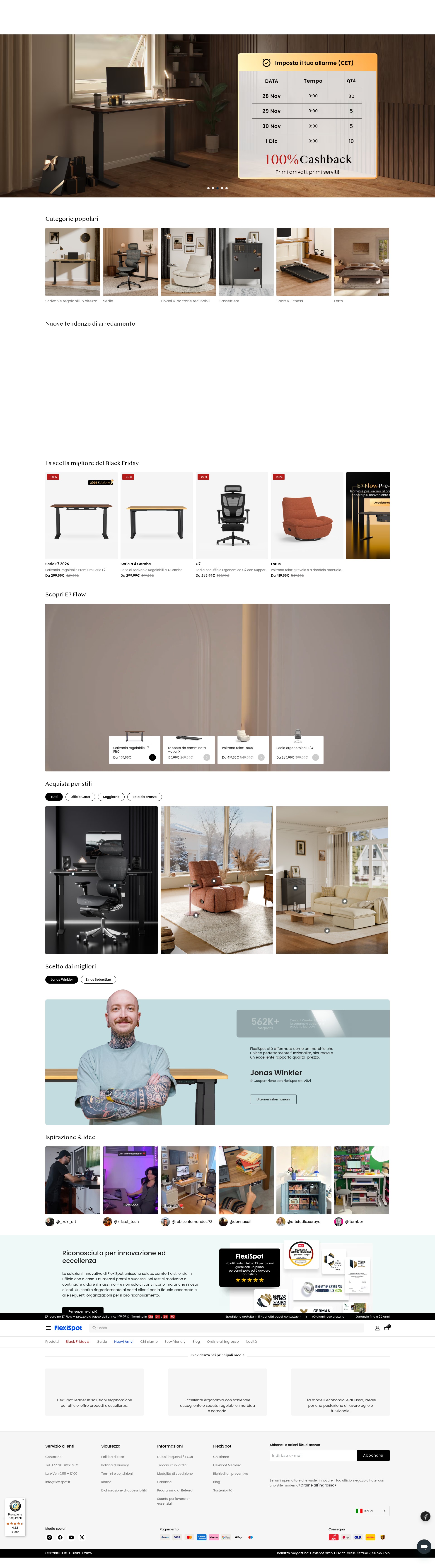 Screenshot of www.flexispot.it