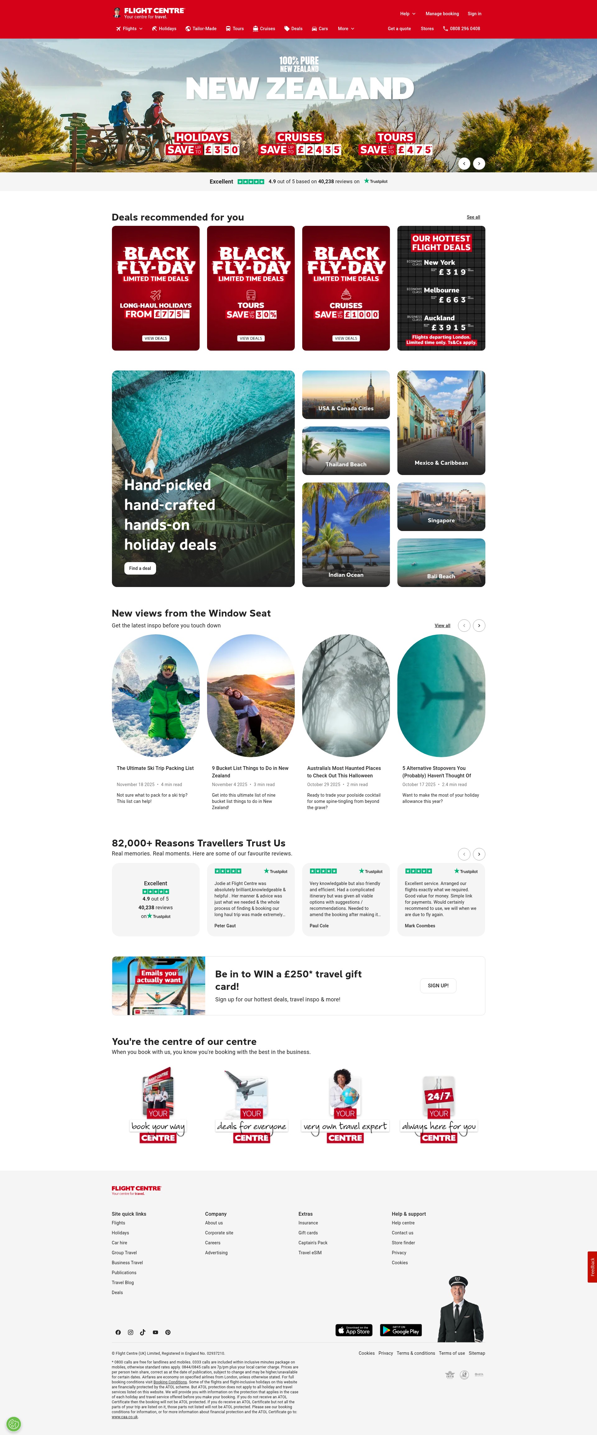 Screenshot of www.flightcentre.co.uk