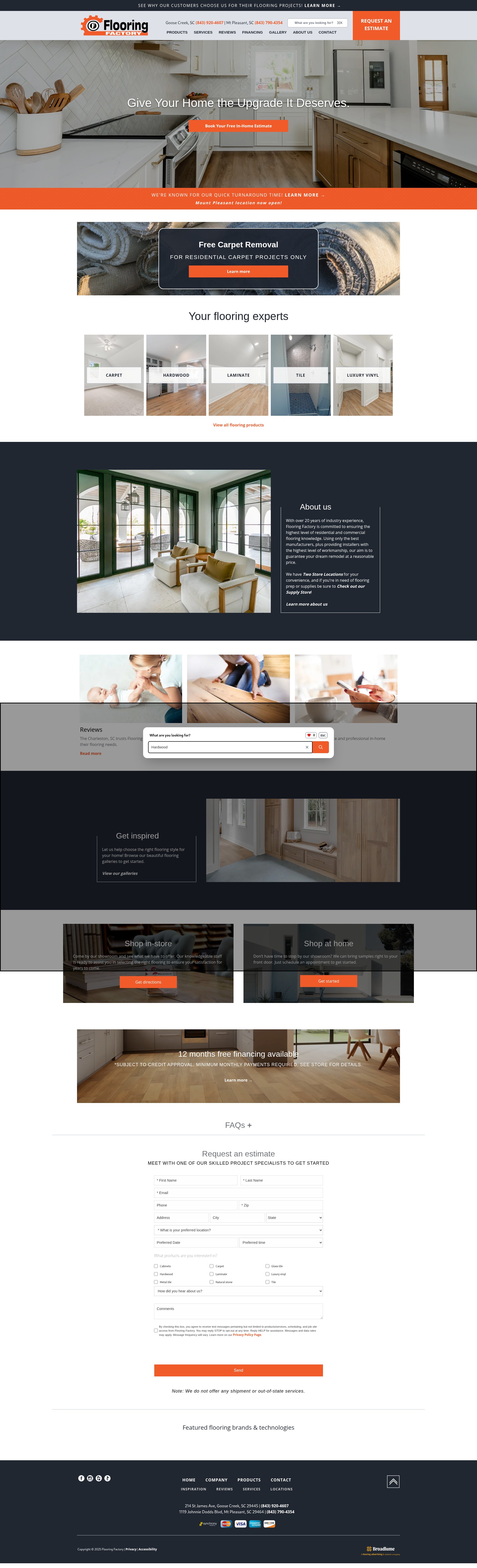 Screenshot of www.flooringfactorysc.com
