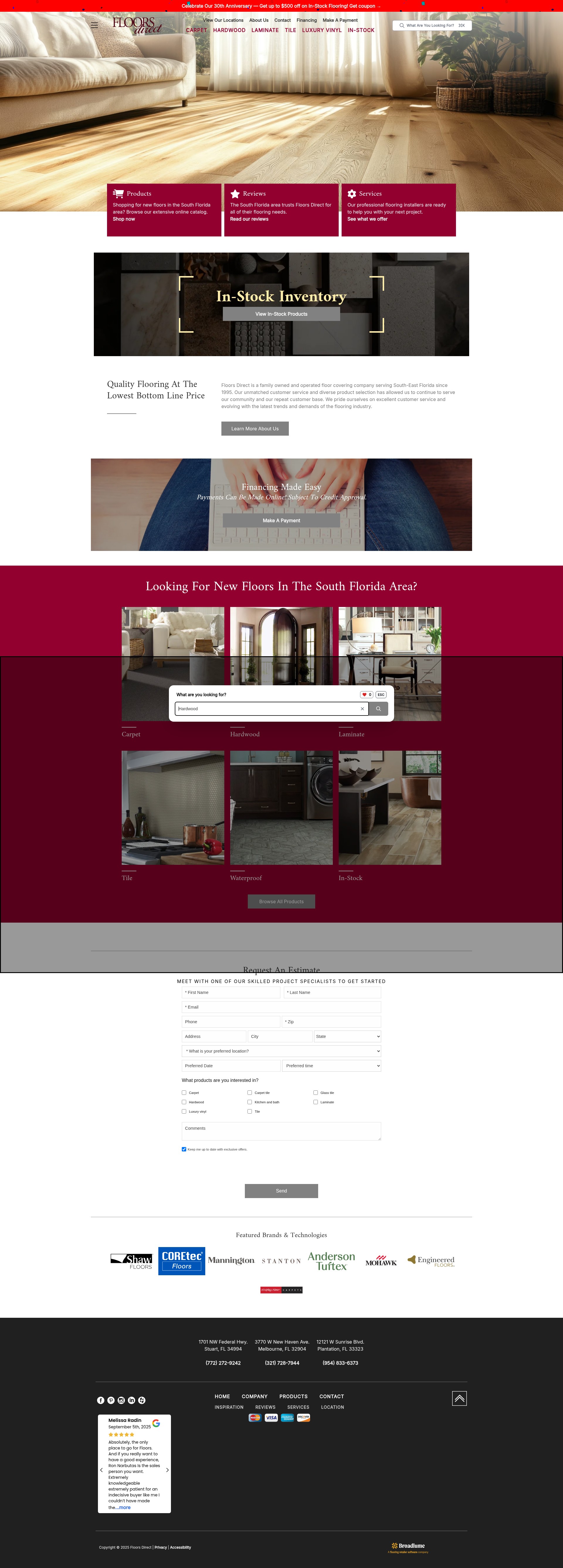 Screenshot of www.floorsdirectinc.com