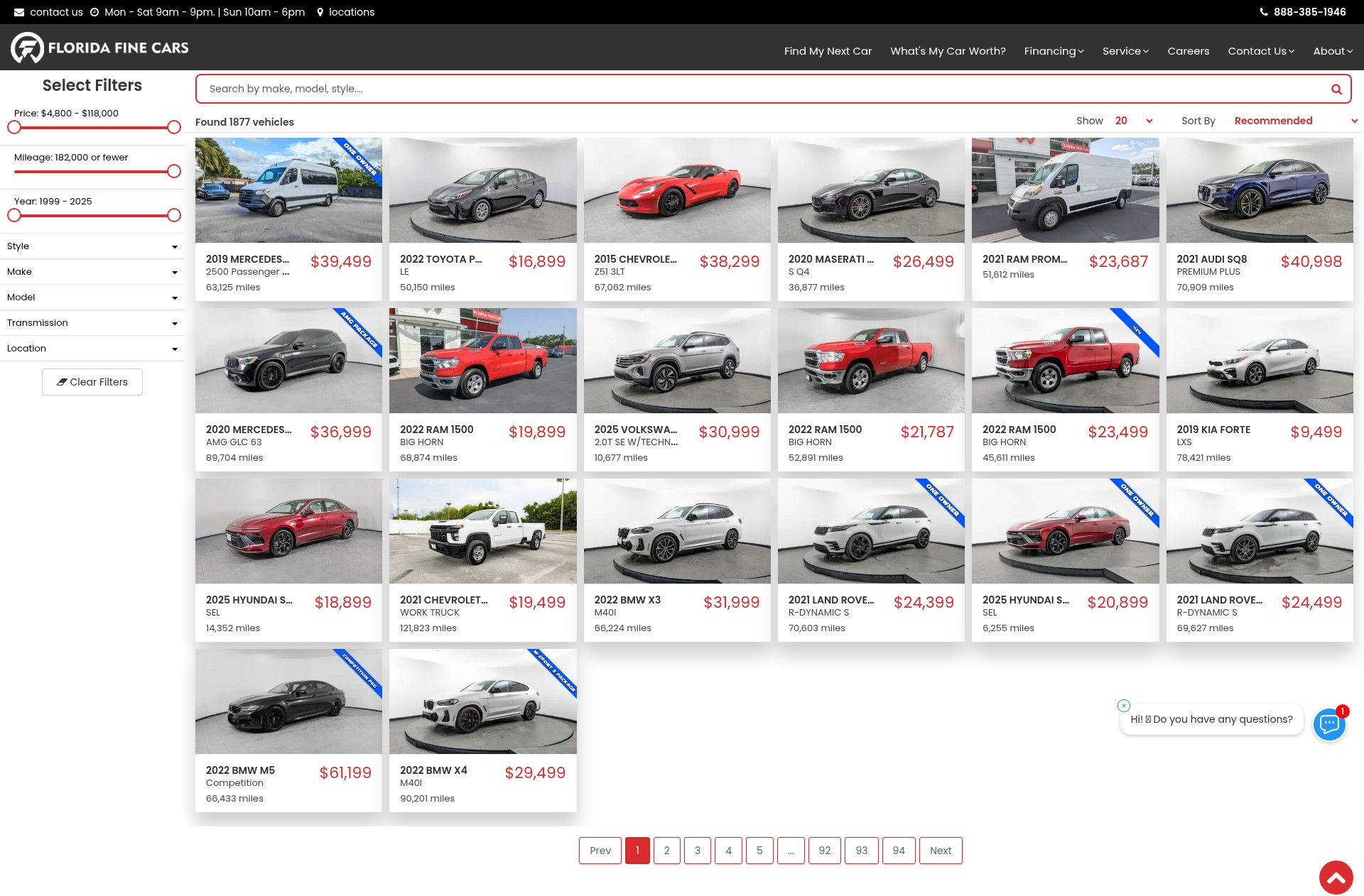 Screenshot of www.floridafinecars.com