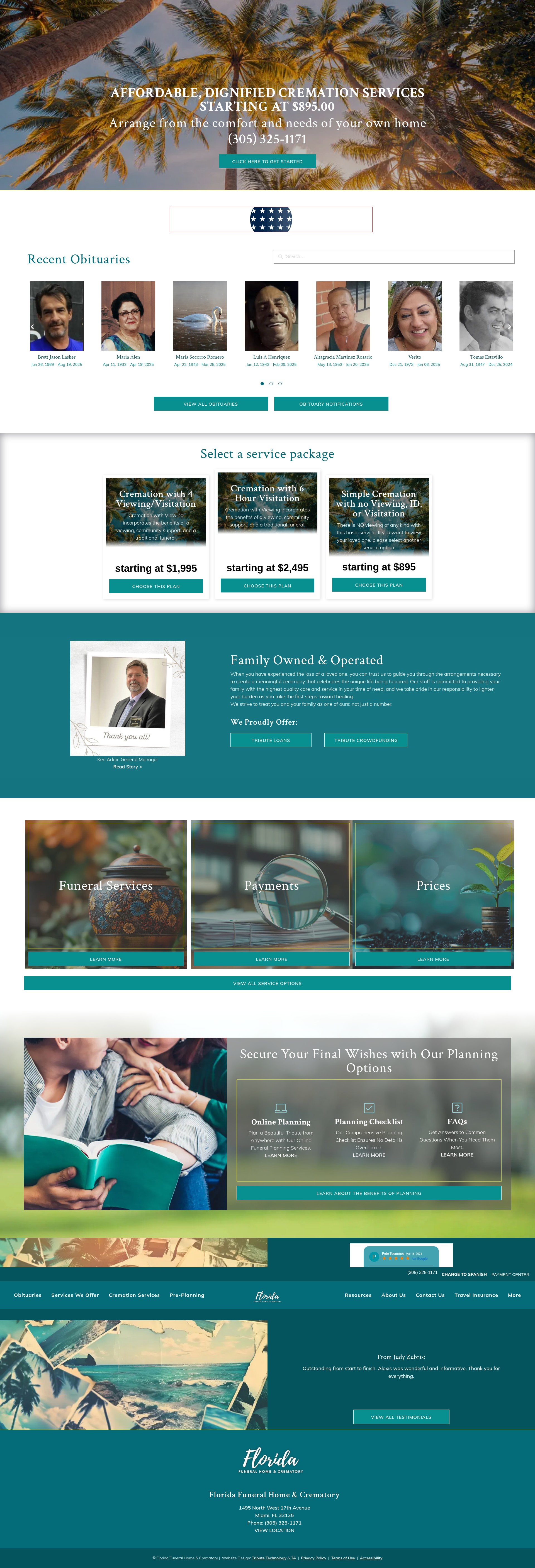 Screenshot of www.floridafuneralhome.com