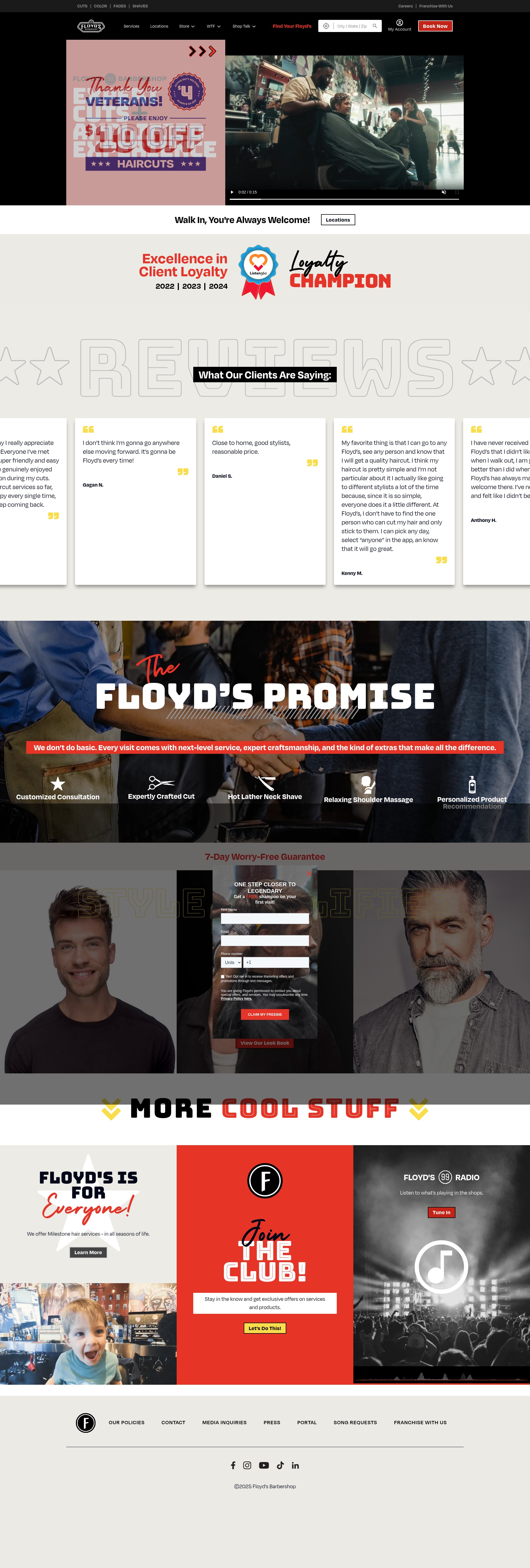 Screenshot of www.floydsbarbershop.com