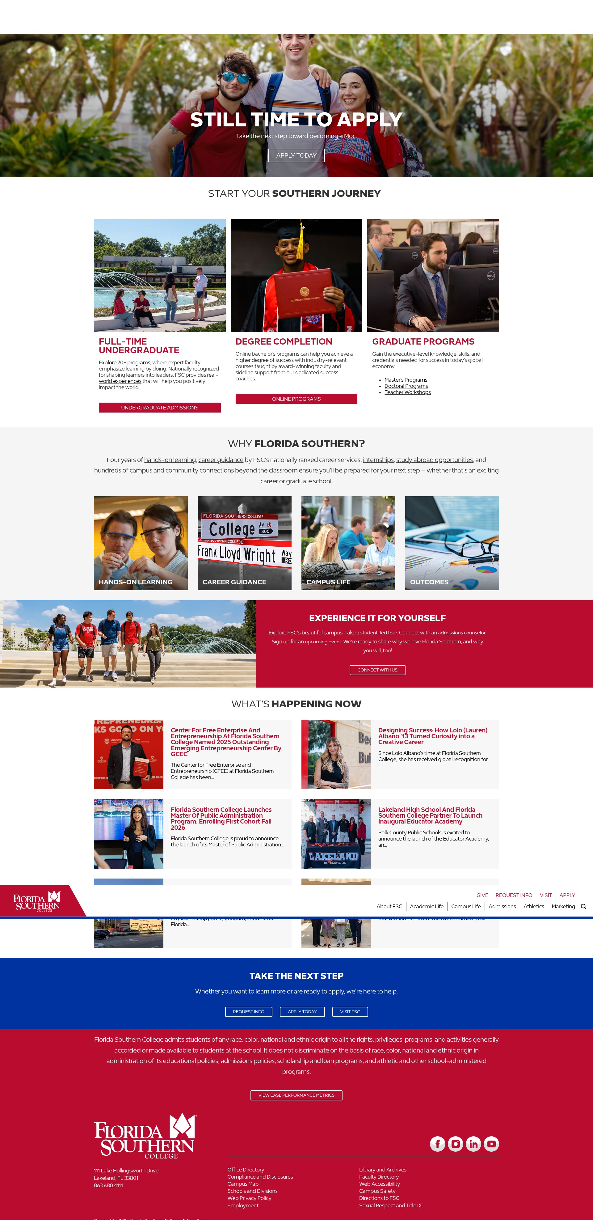 Screenshot of www.flsouthern.edu