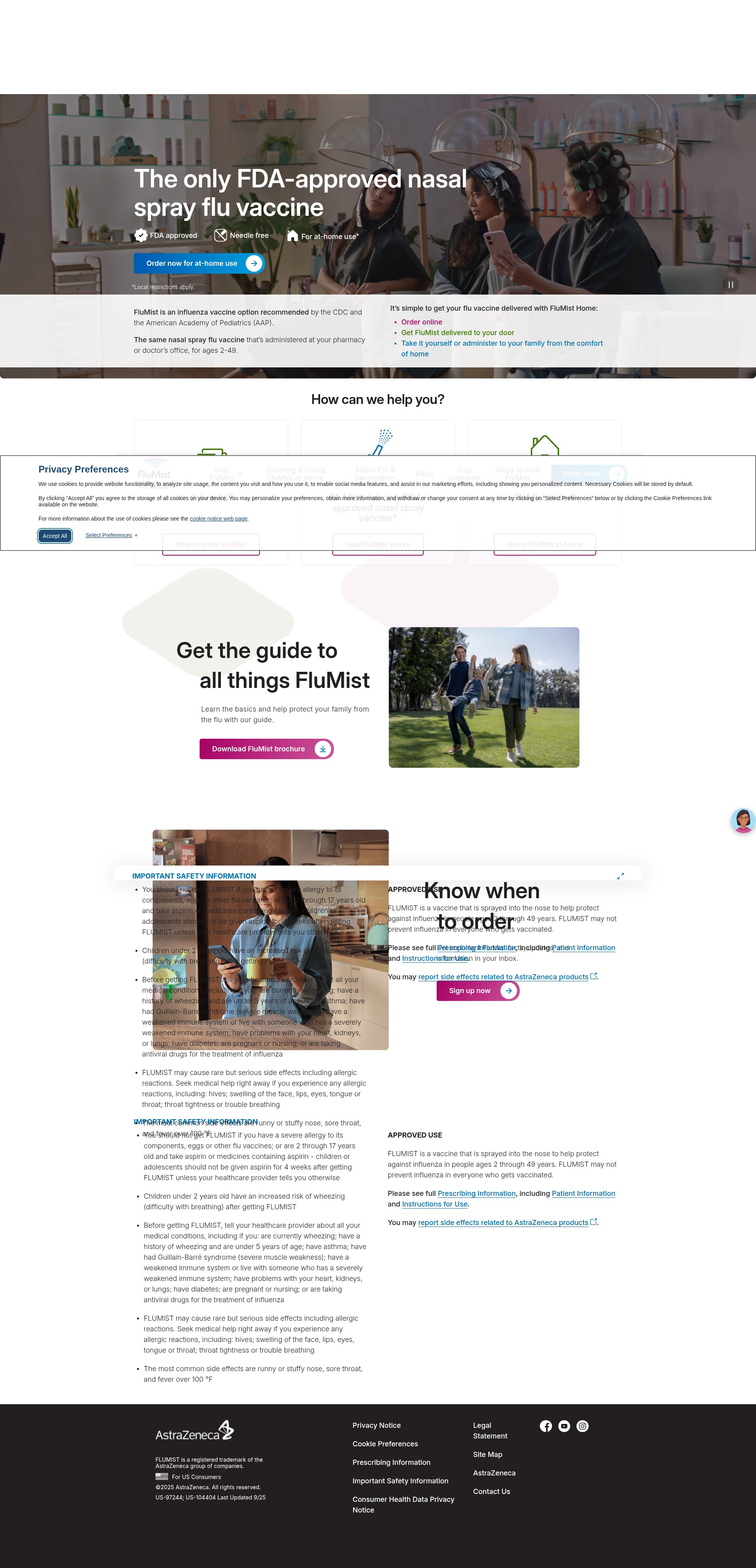 Screenshot of www.flumist.com