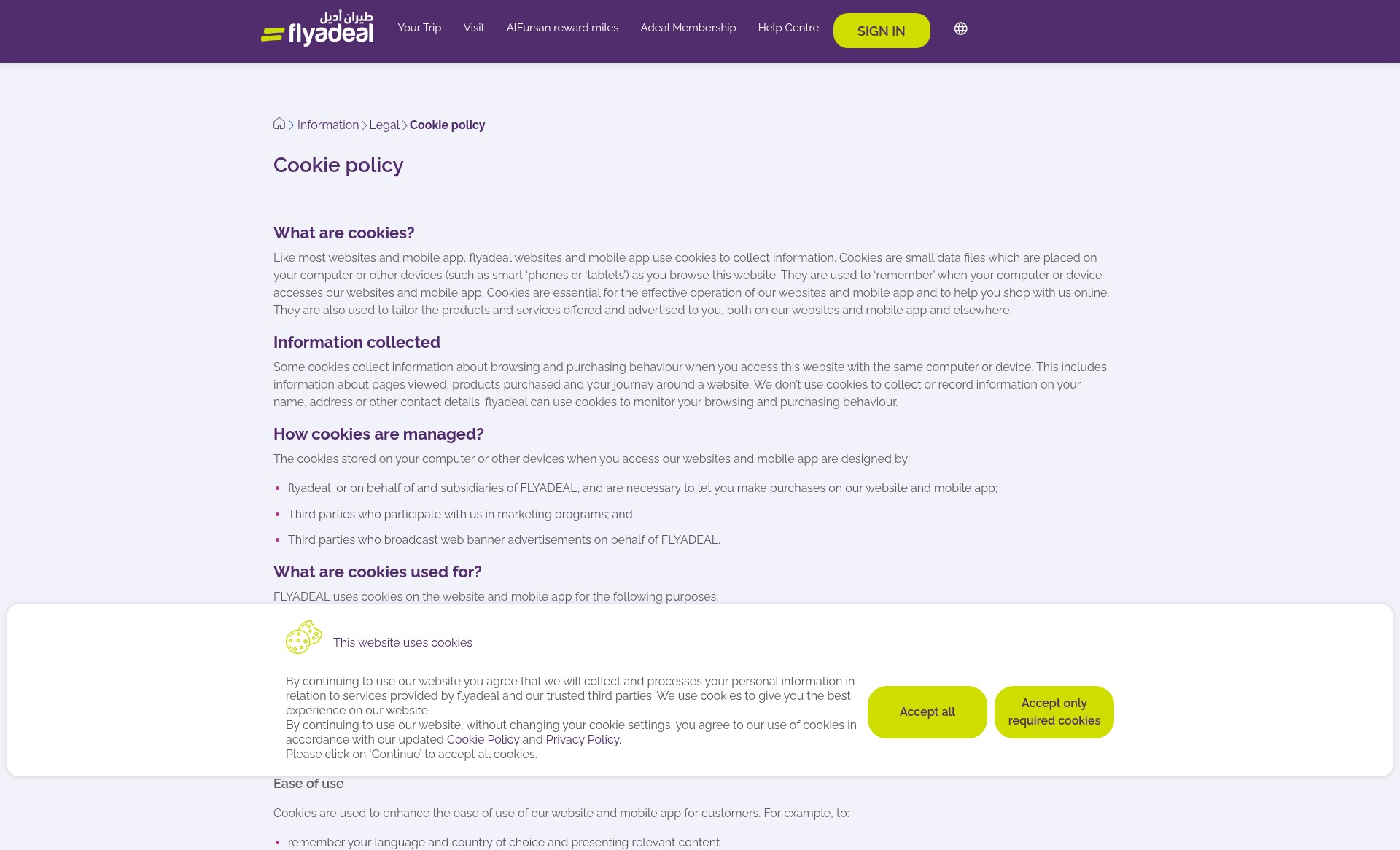 Screenshot of www.flyadeal.com