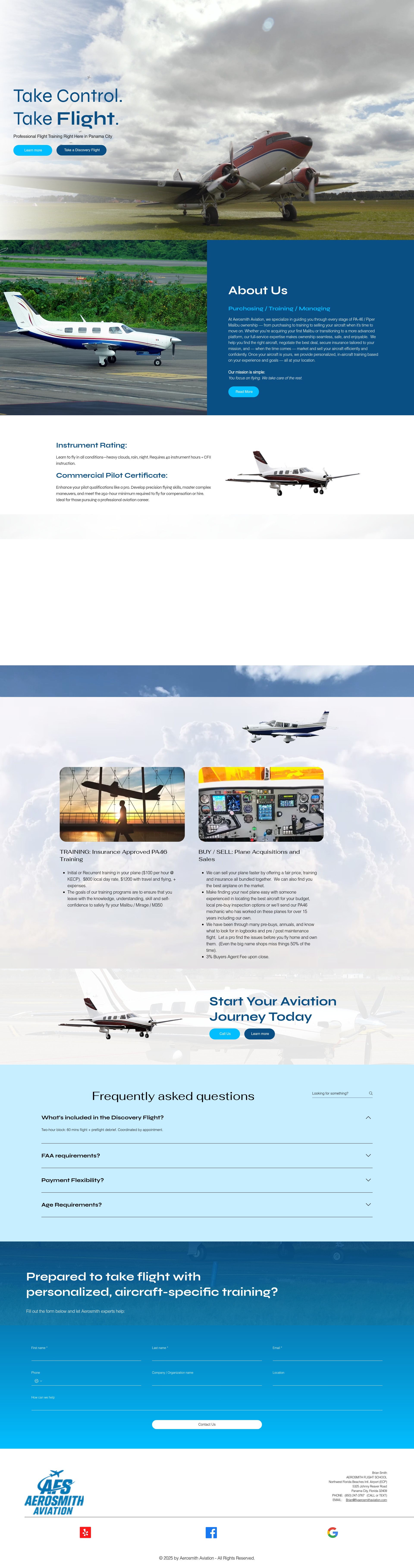 Screenshot of www.flyaerosmithaviation.com