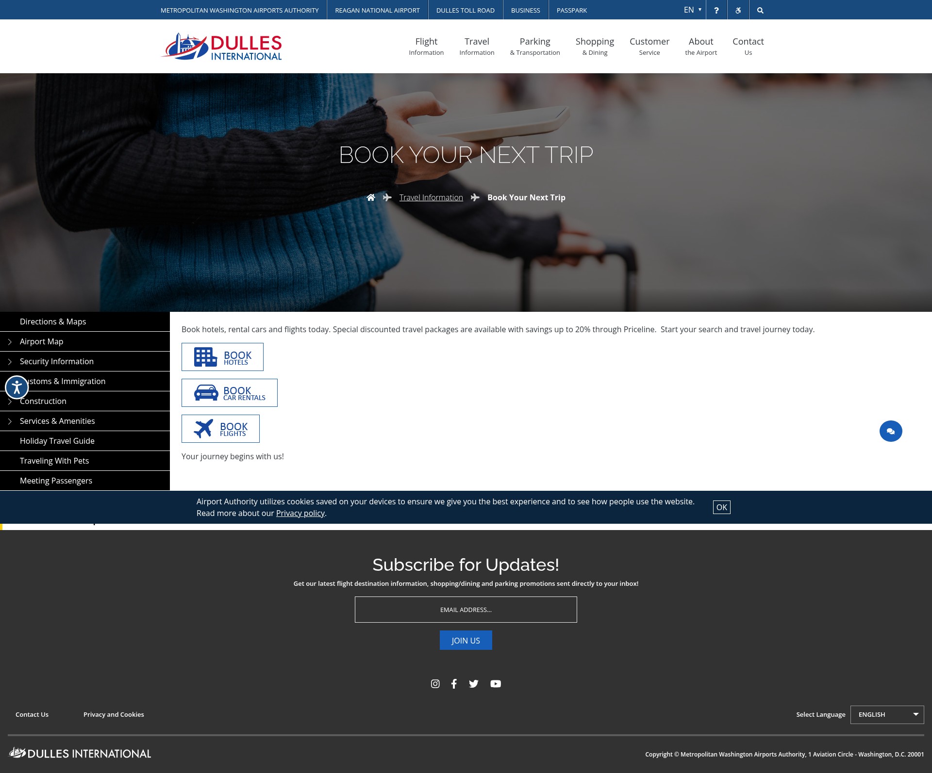 Screenshot of www.flydulles.com