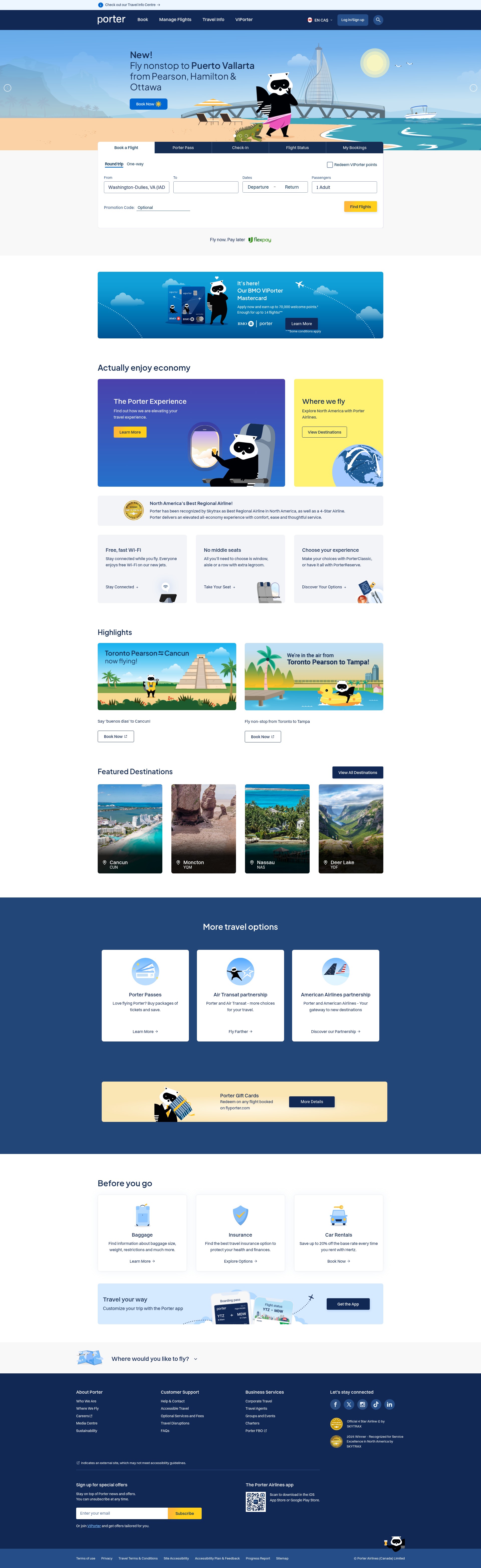 Screenshot of www.flyporter.com