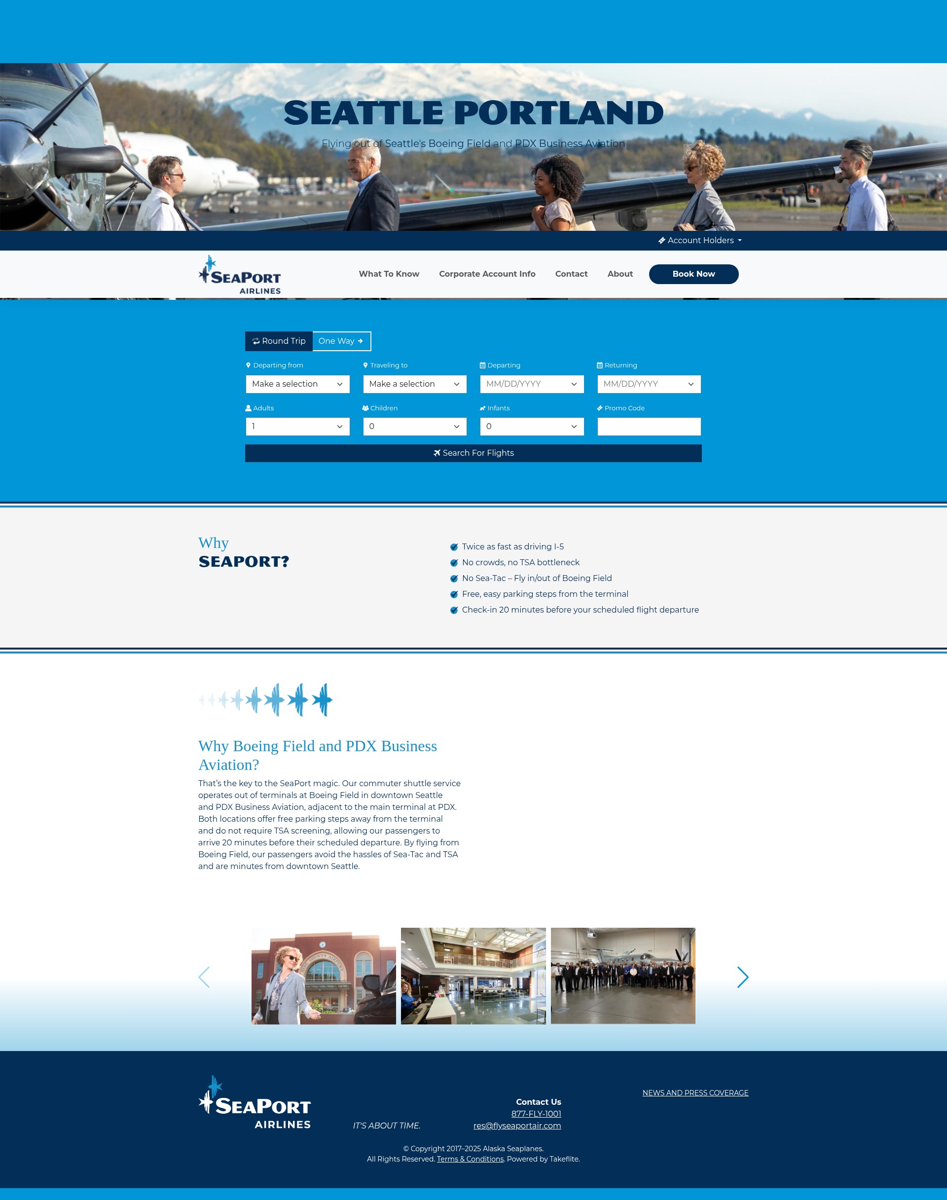 Screenshot of www.flyseaportair.com