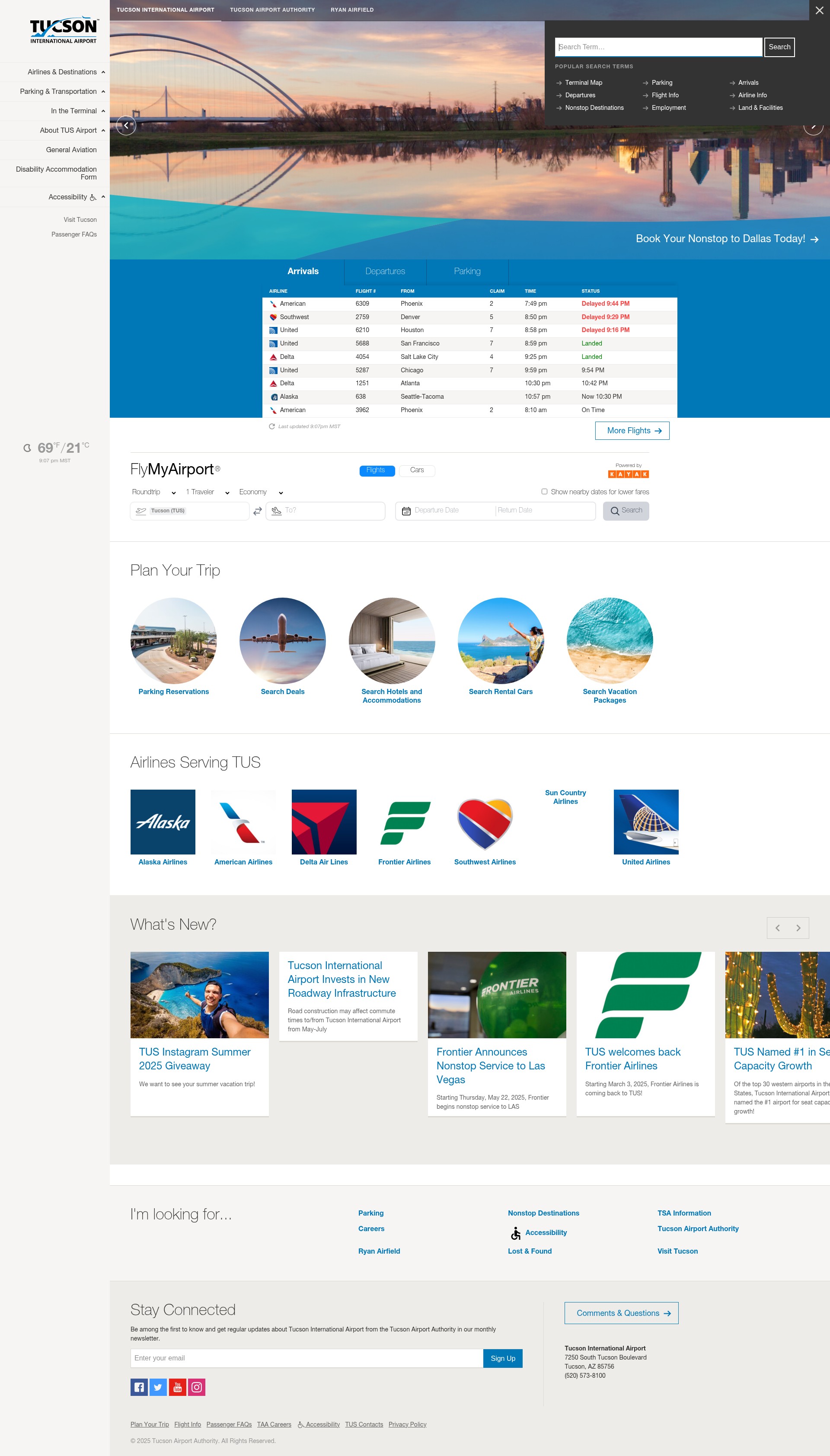 Screenshot of www.flytucson.com