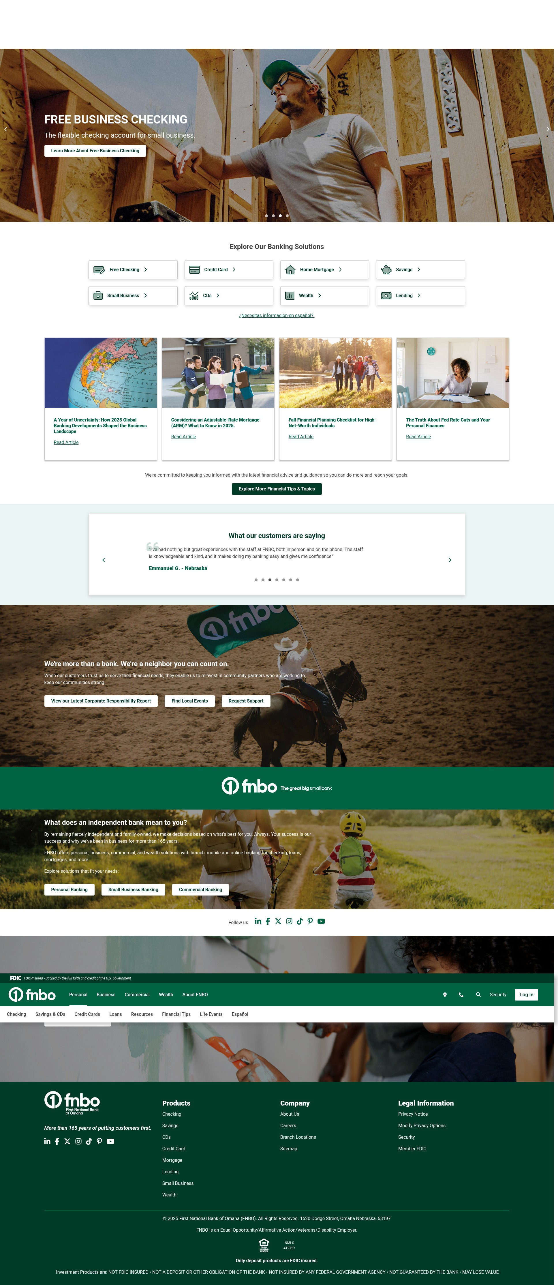 Screenshot of www.fnbo.com