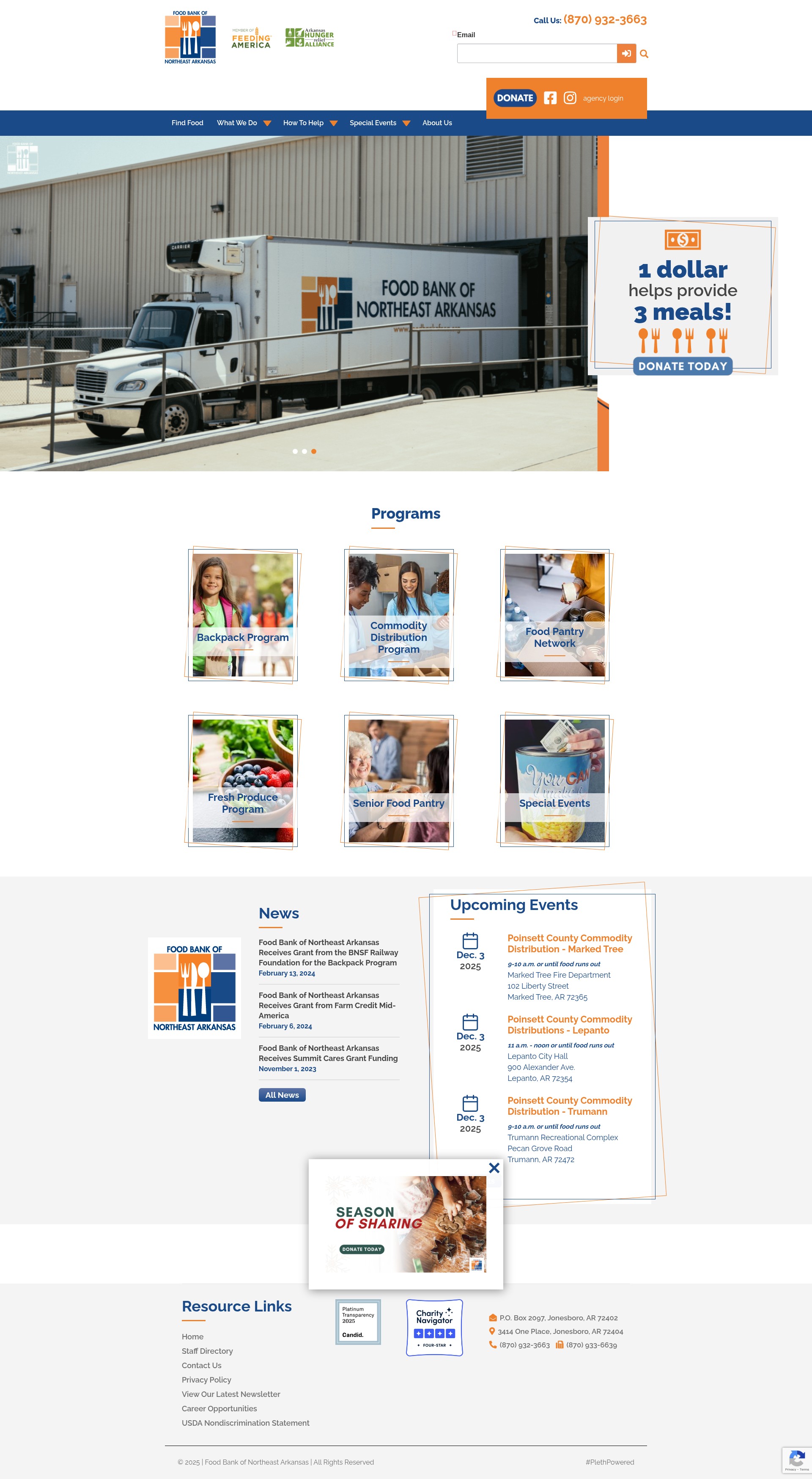 Screenshot of www.foodbankofnea.org
