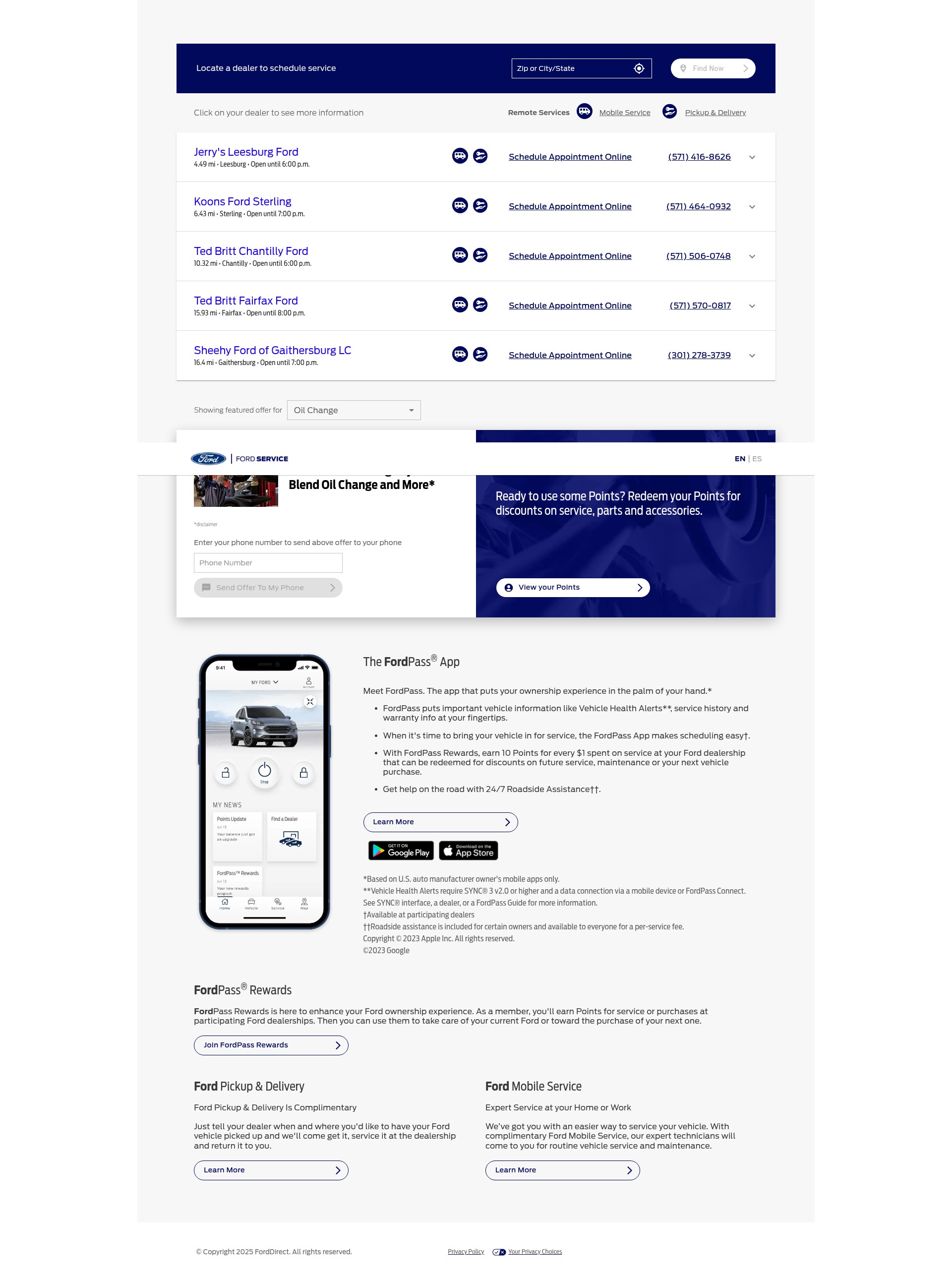 Screenshot of www.fordservicespecials.com