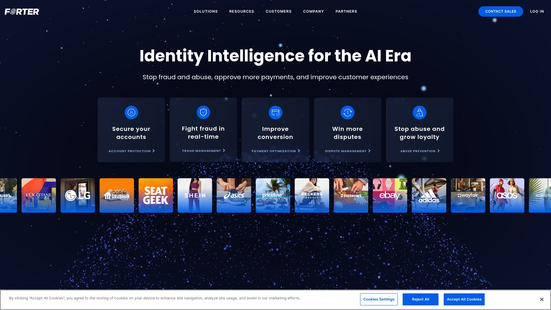 Screenshot of www.forter.com