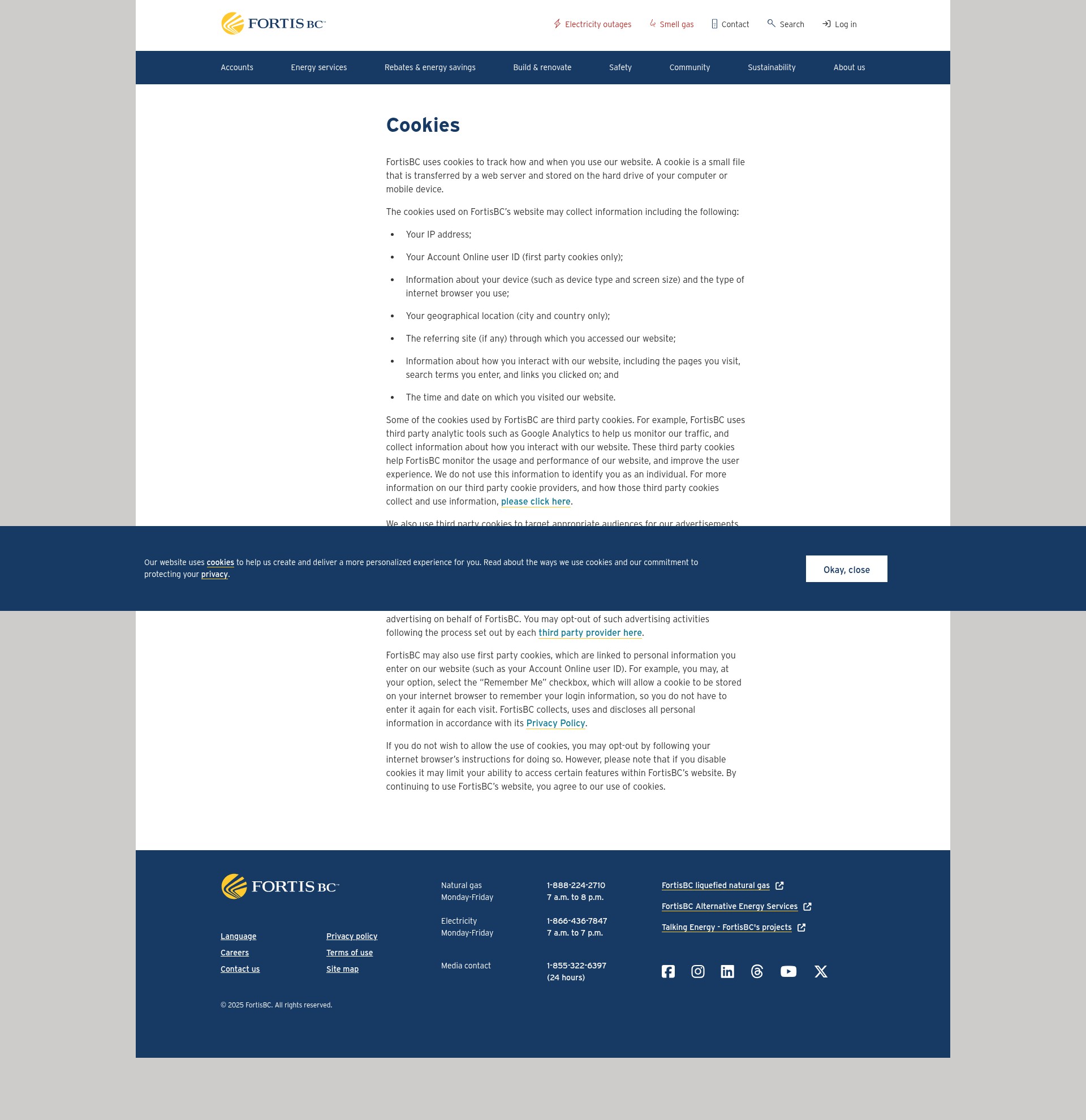 Screenshot of www.fortisbc.com