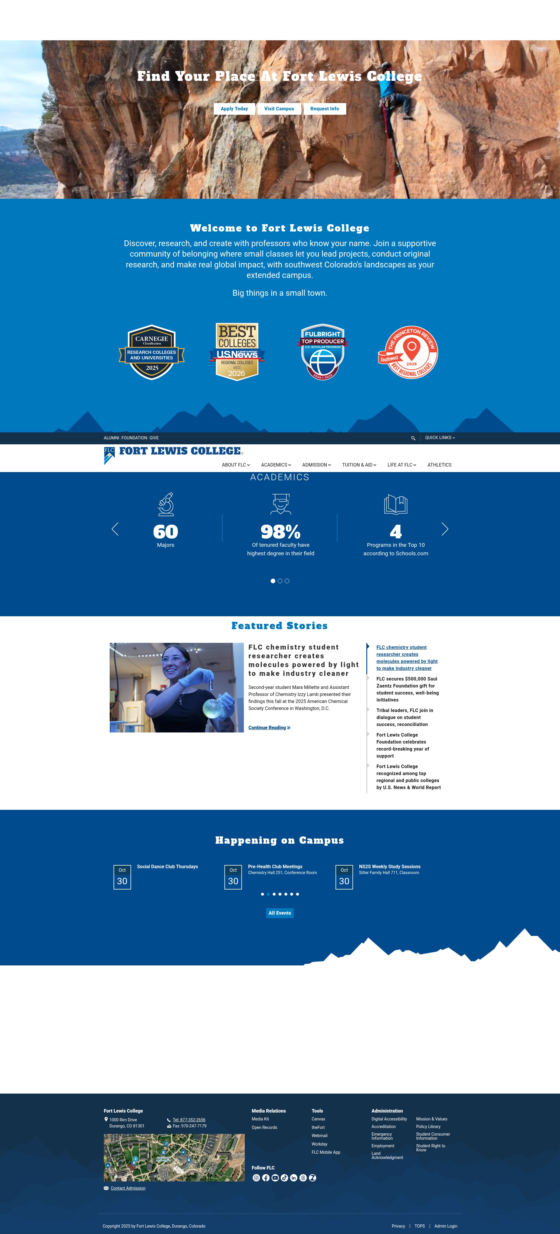 Screenshot of www.fortlewis.edu