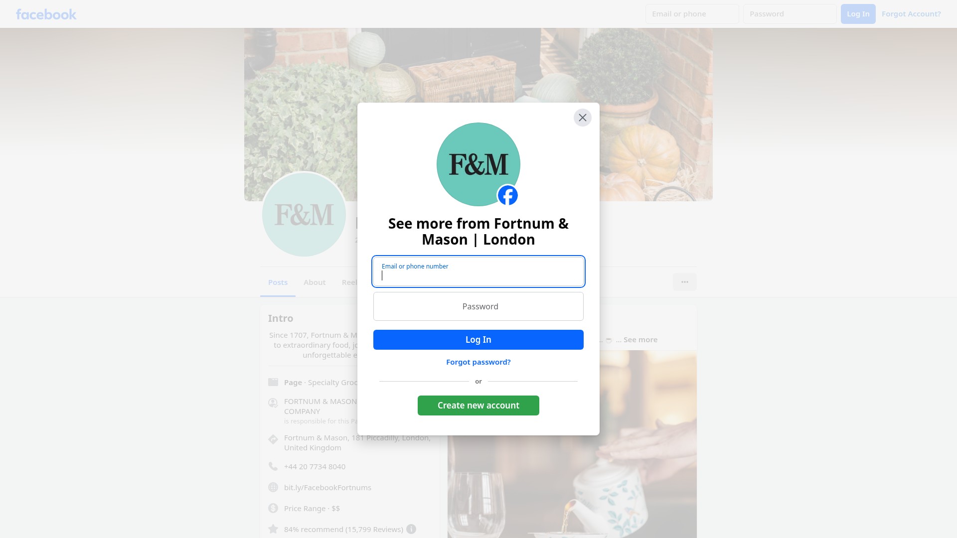 Screenshot of www.fortnumandmason.com