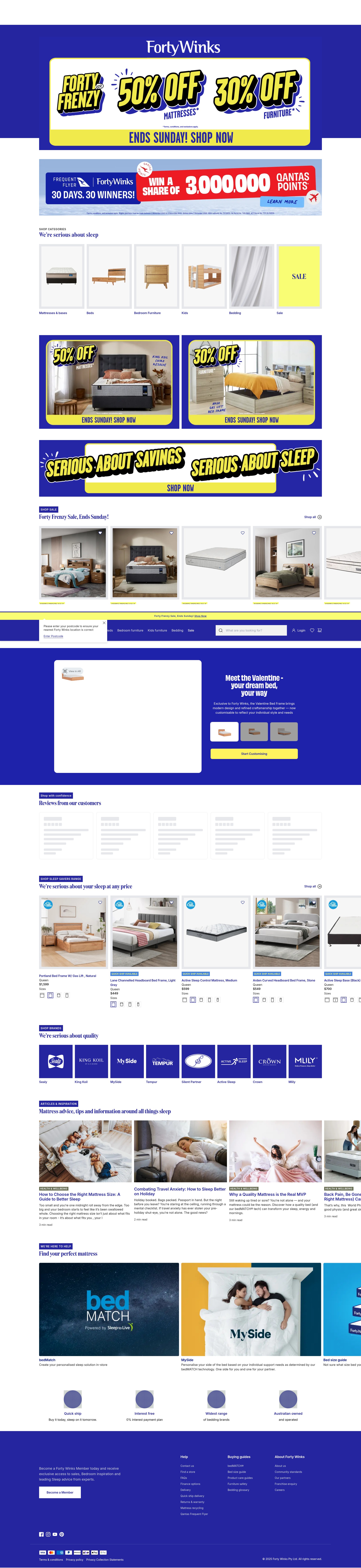 Screenshot of www.fortywinks.com.au