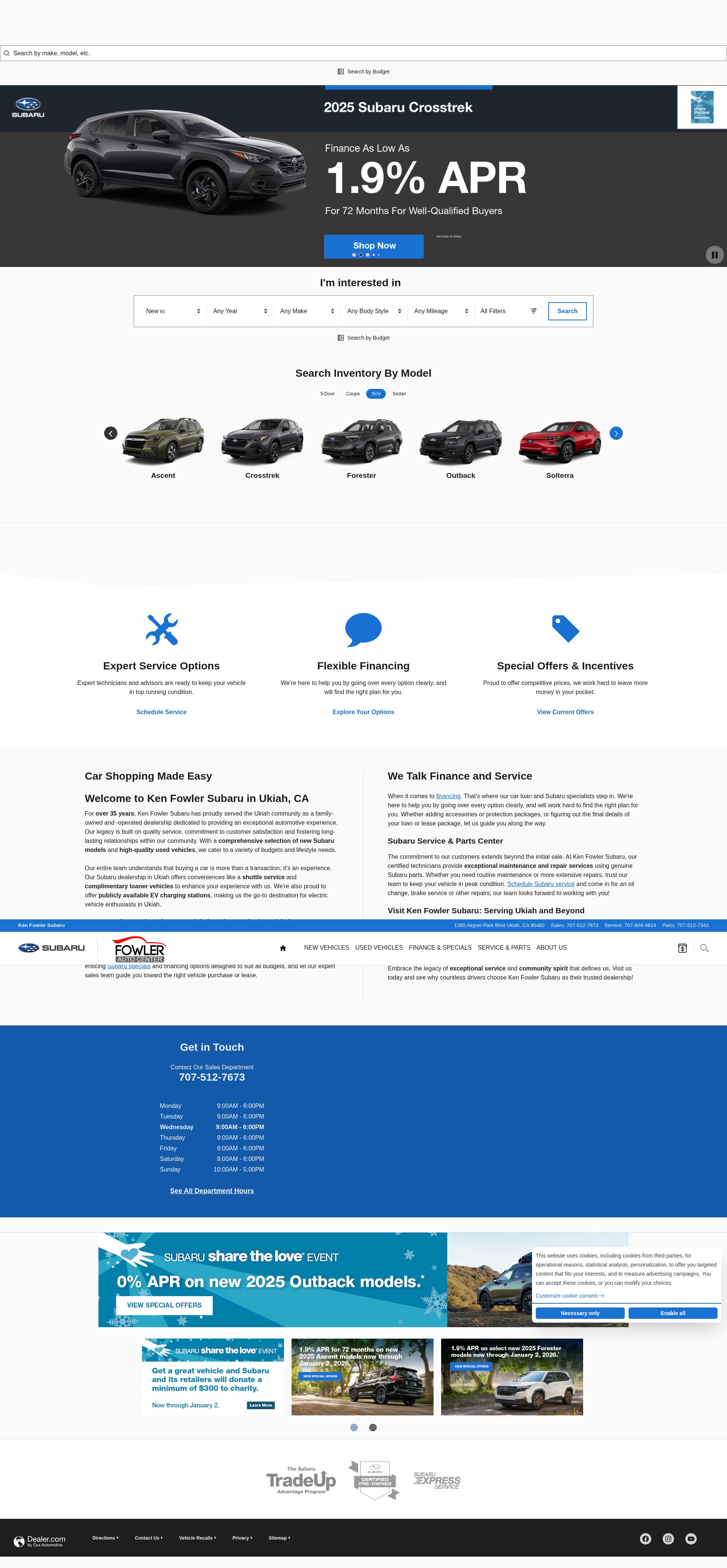 Screenshot of www.fowlersubaru.com