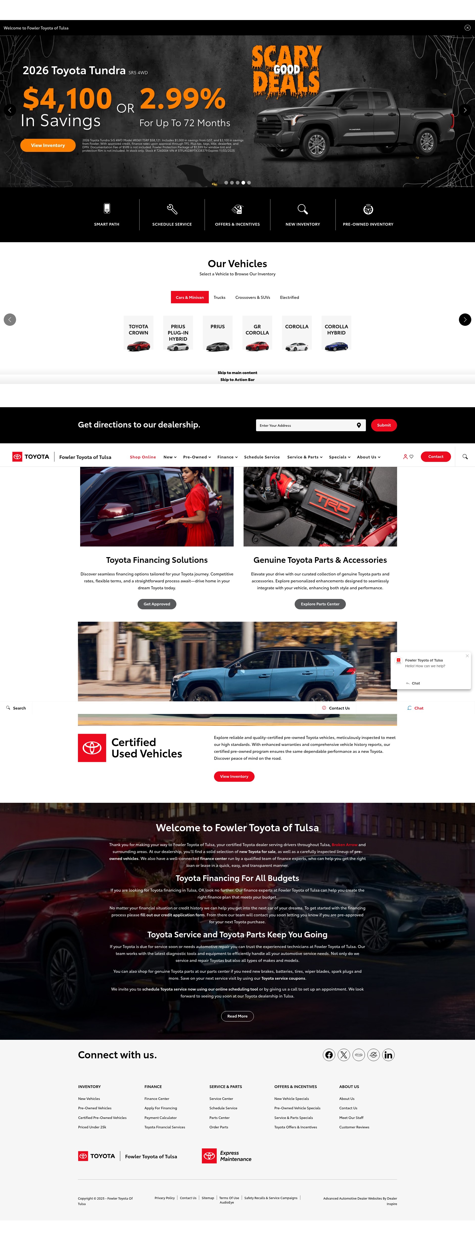 Screenshot of www.fowlertoyotatulsa.com