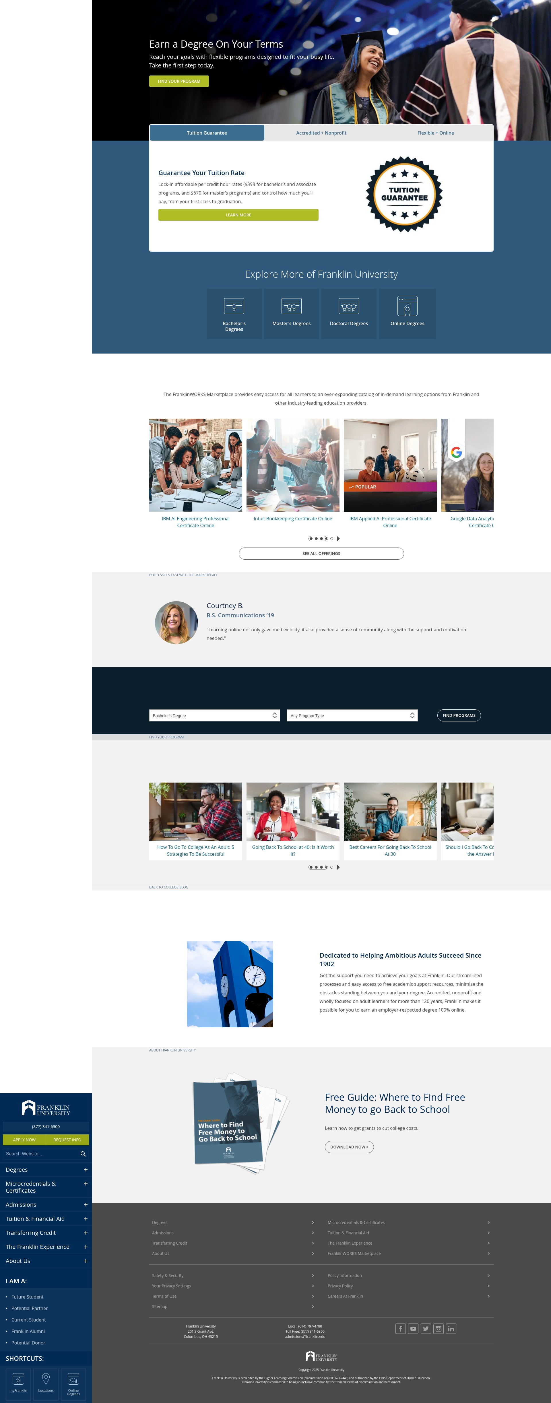 Screenshot of www.franklin.edu