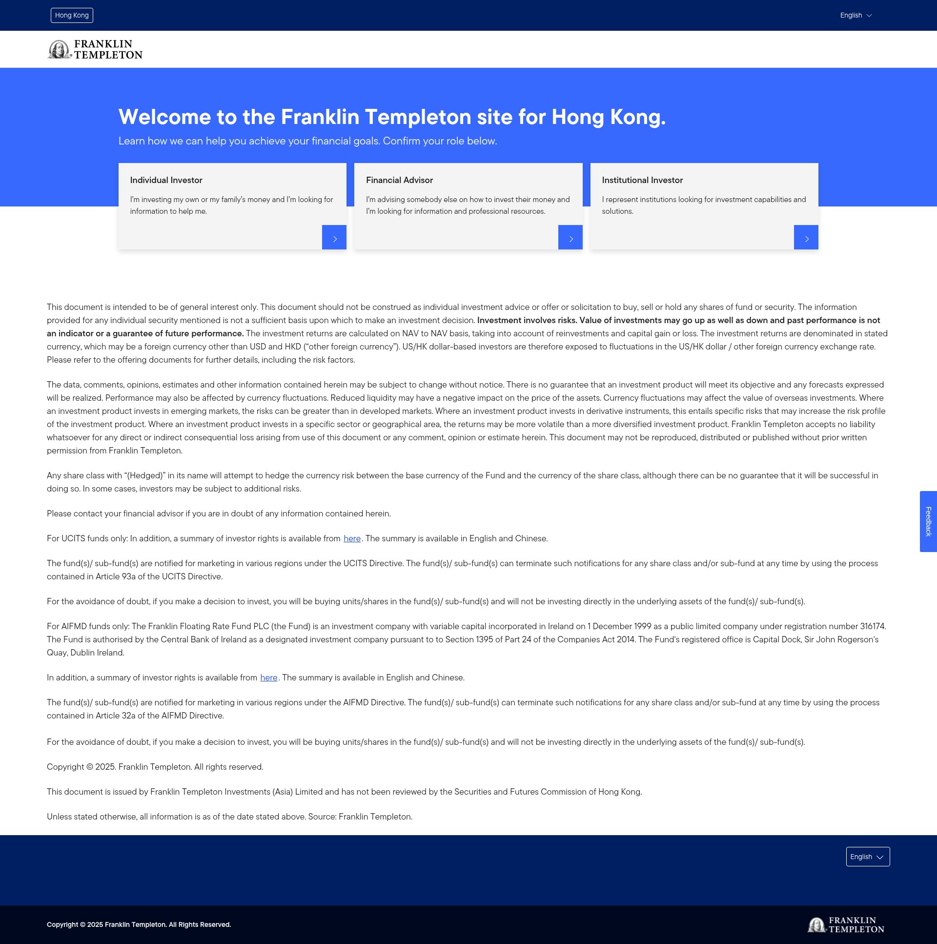 Screenshot of www.franklintempleton.com.hk