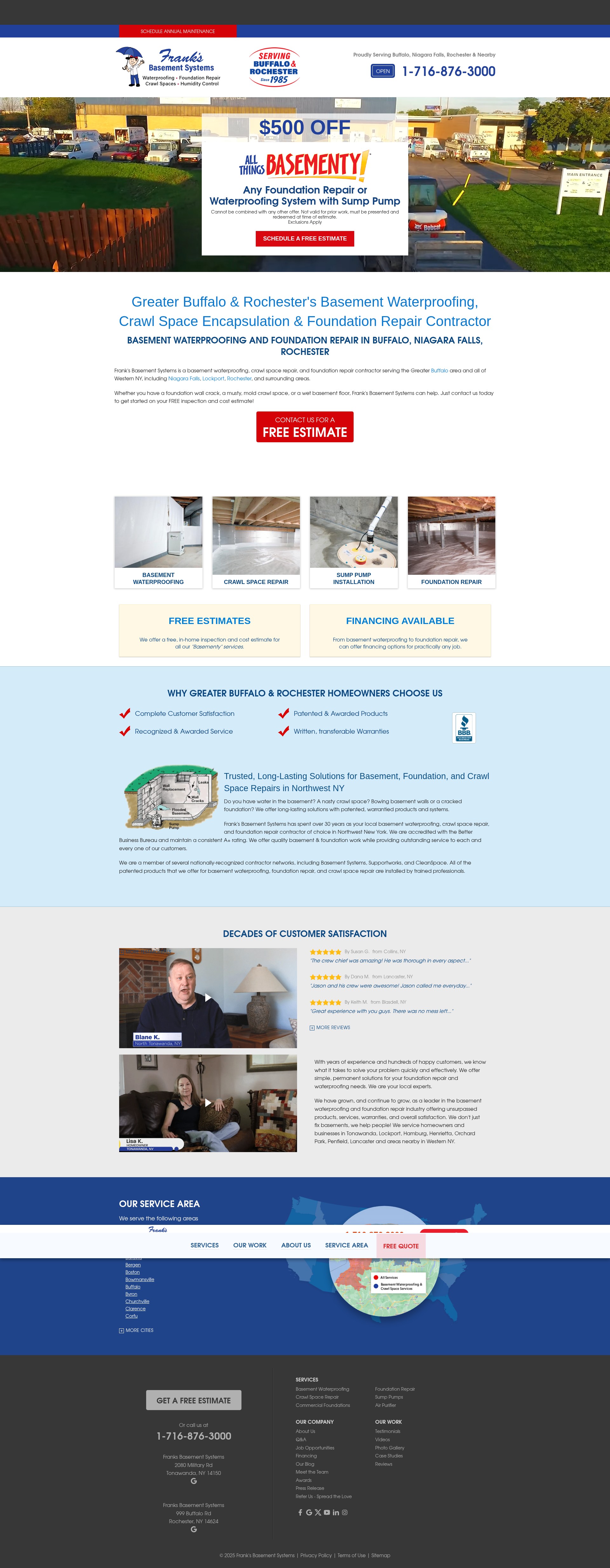 Screenshot of www.franksbasements.com