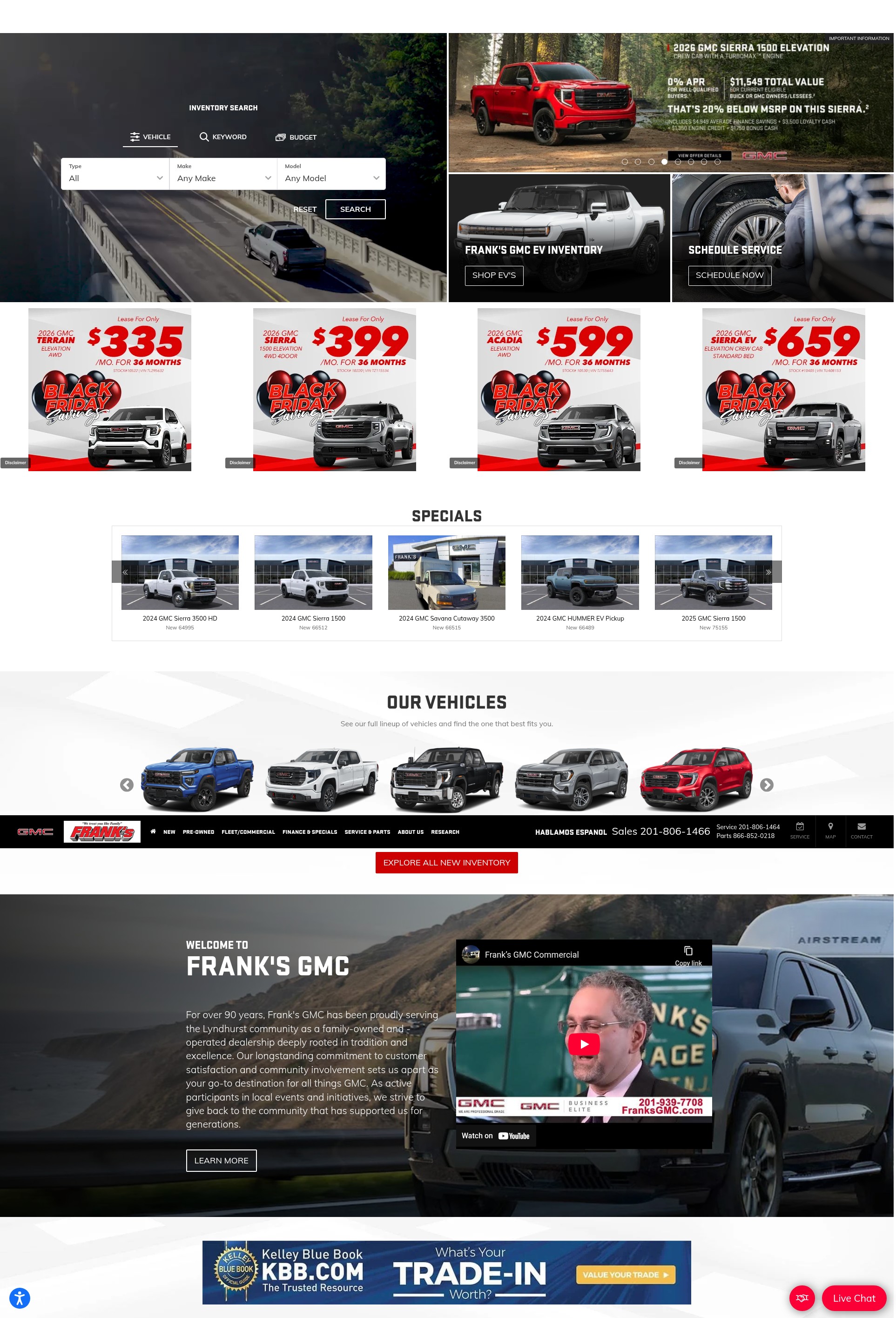 Screenshot of www.franksgmc.com