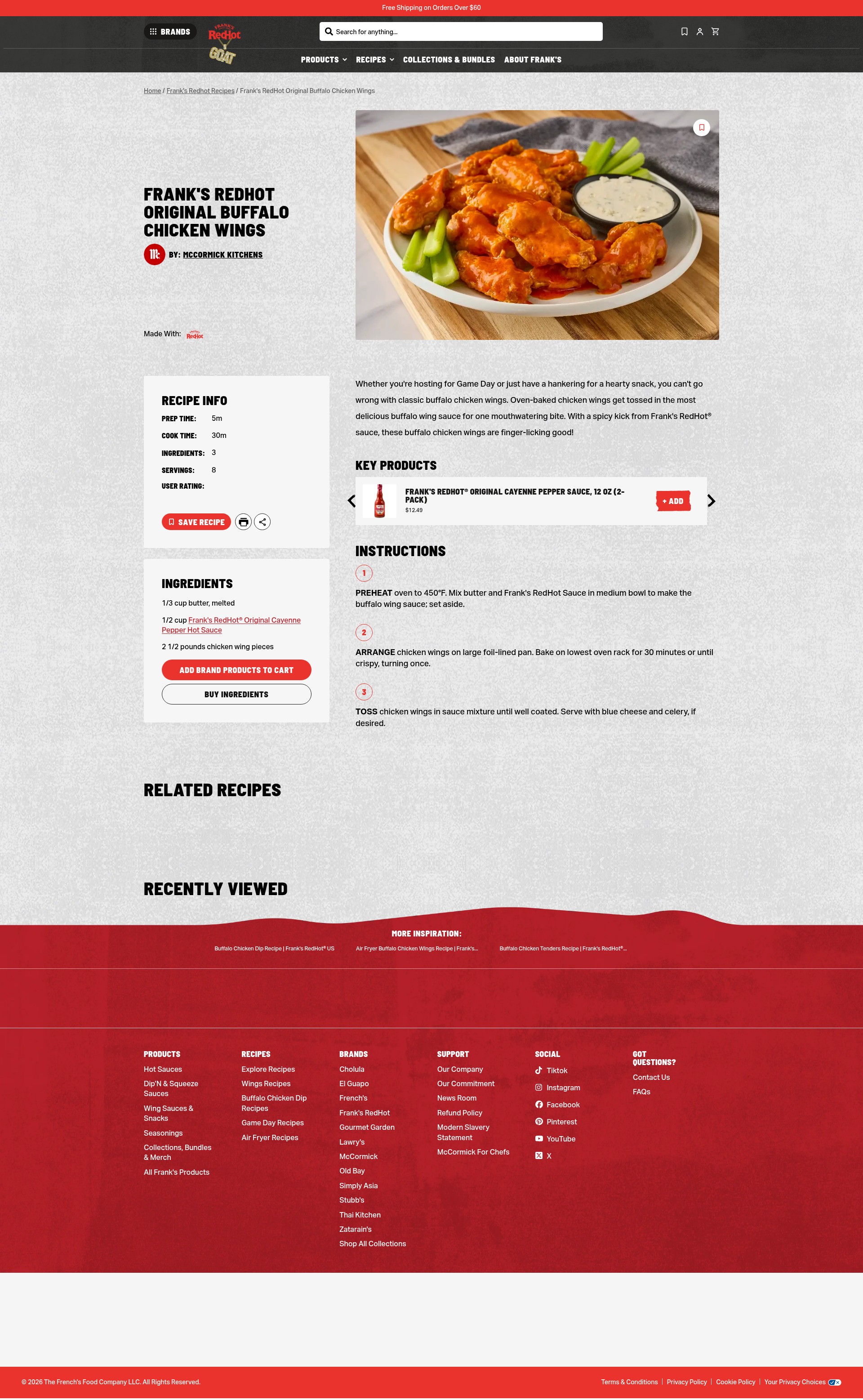 Screenshot of www.franksredhot.com