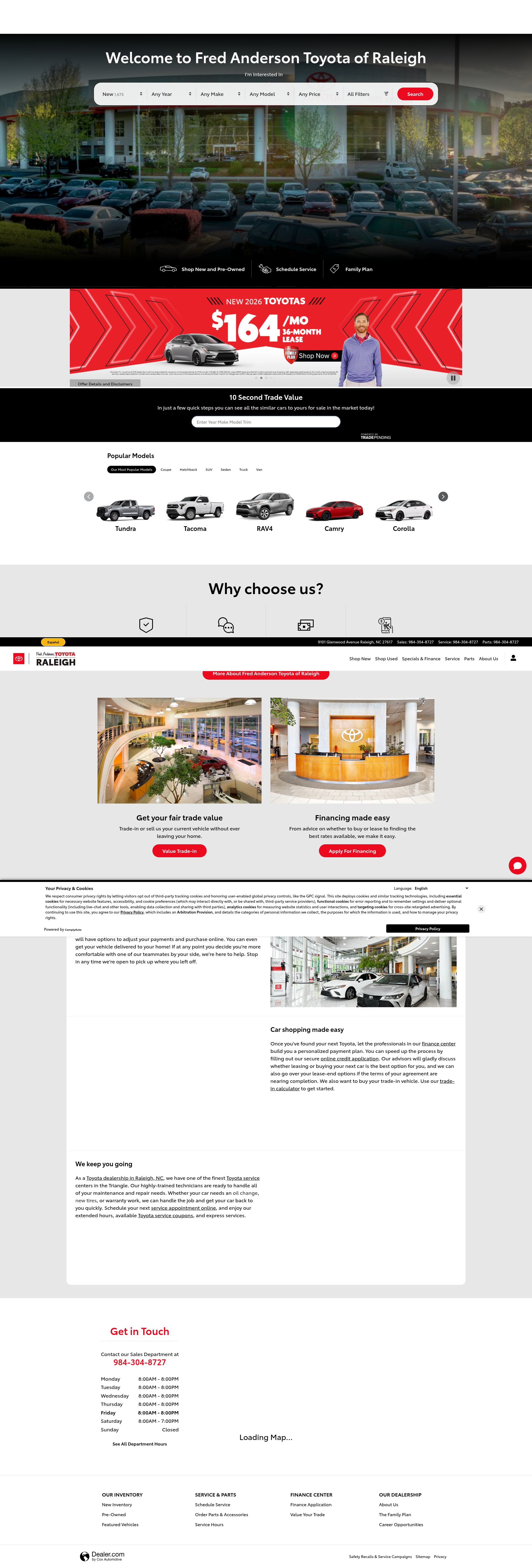 Screenshot of www.fredandersontoyota.com