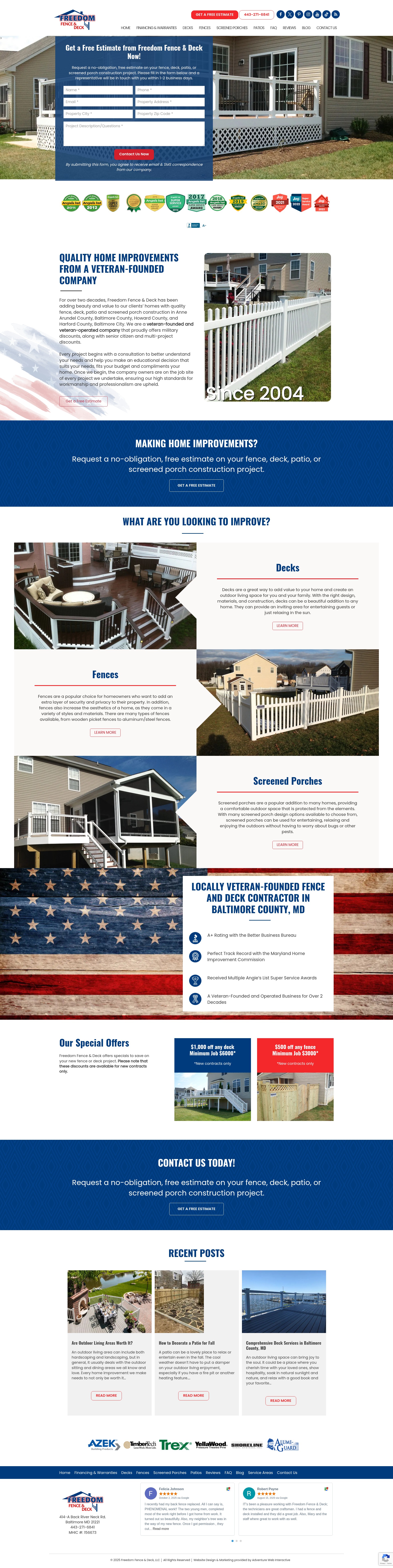 Screenshot of www.freedomfenceandhome.com