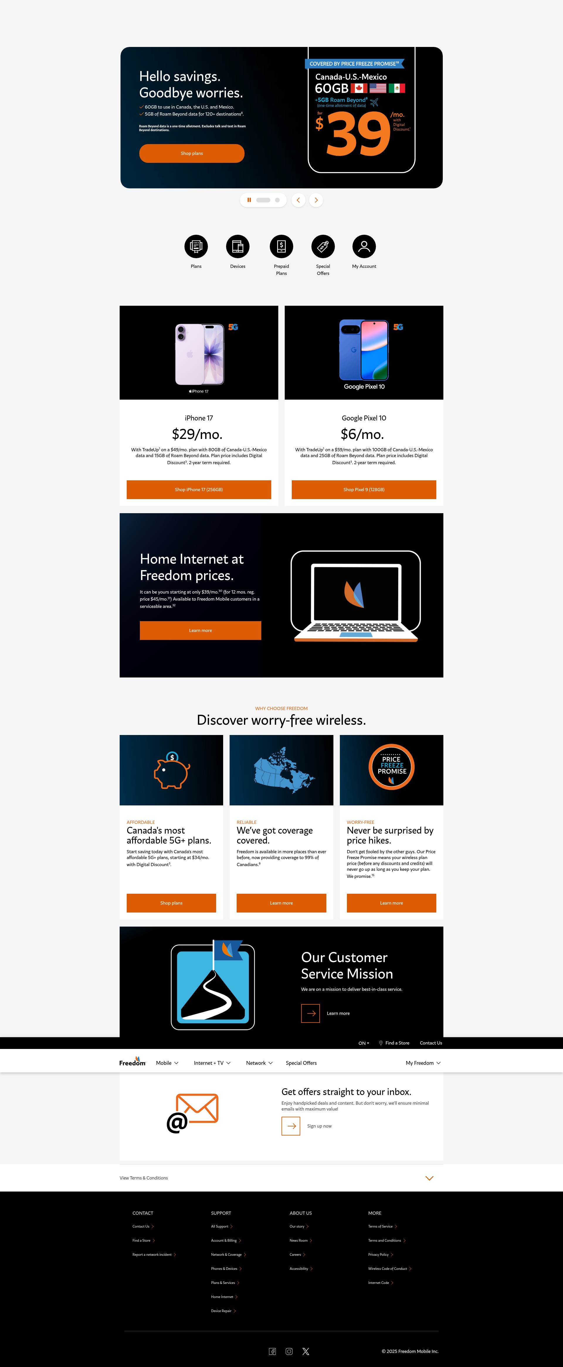 Screenshot of www.freedommobile.ca