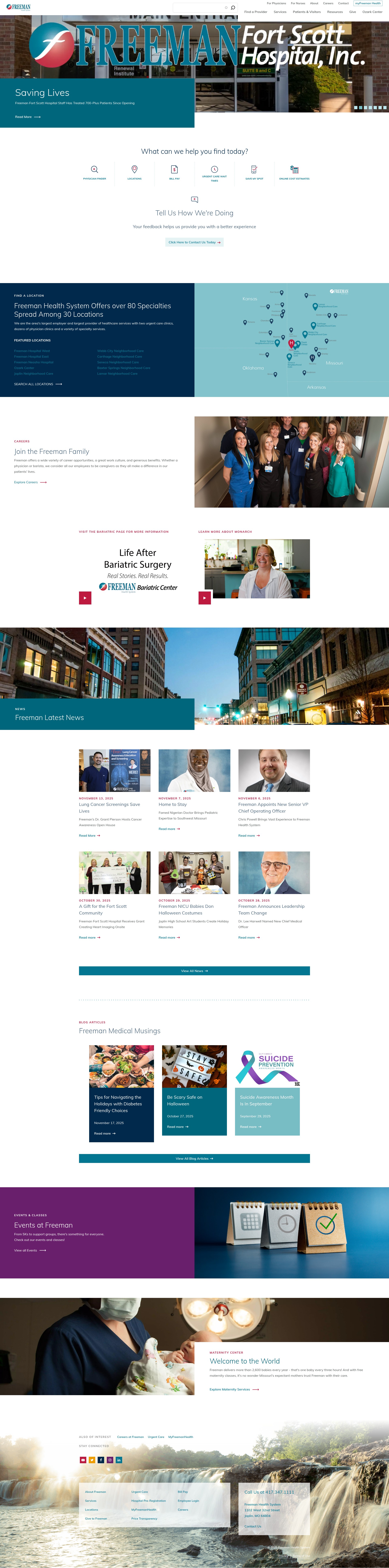 Screenshot of www.freemanhealth.com