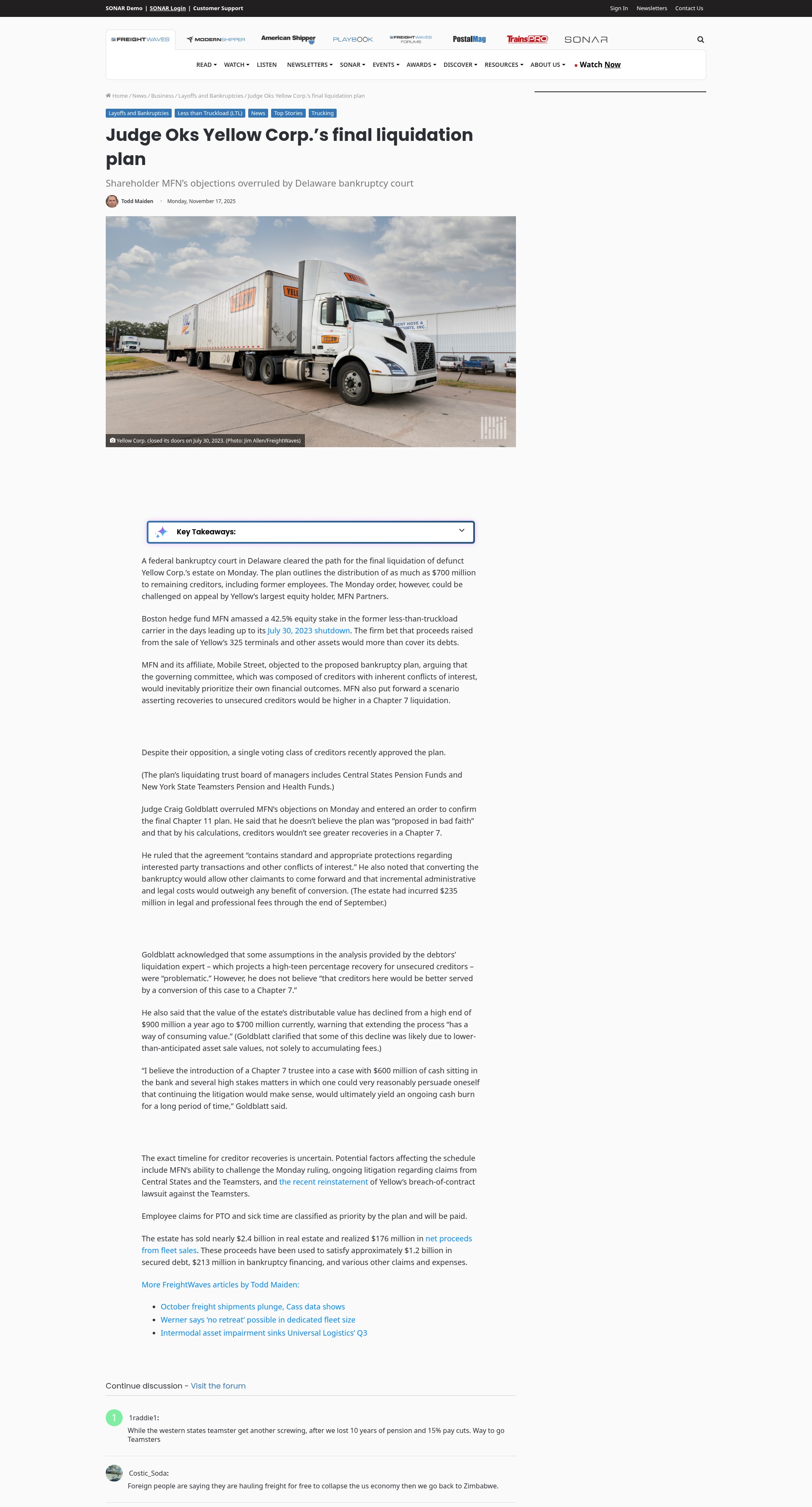 Screenshot of www.freightwaves.com