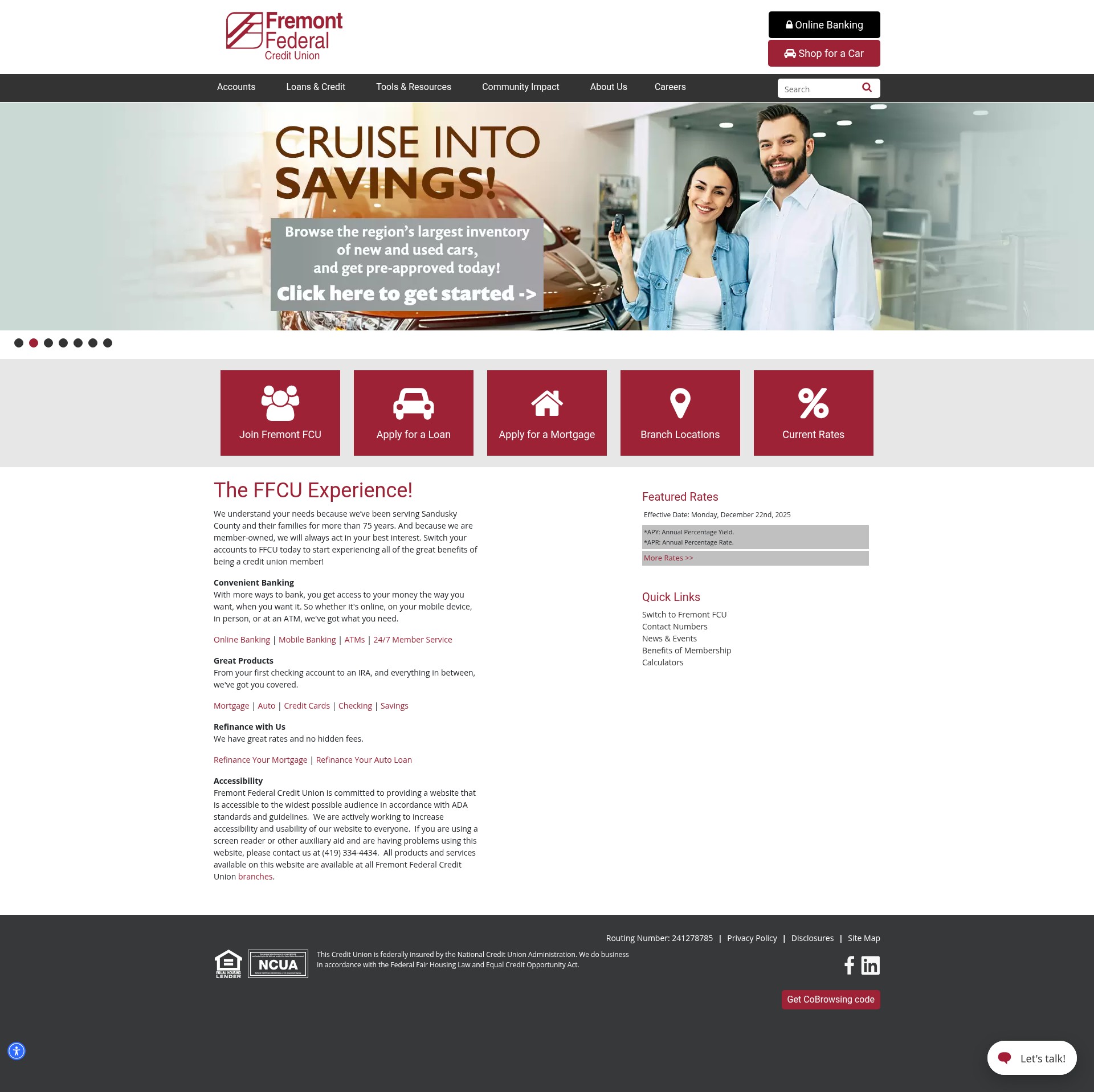 Screenshot of www.fremontfcu.com