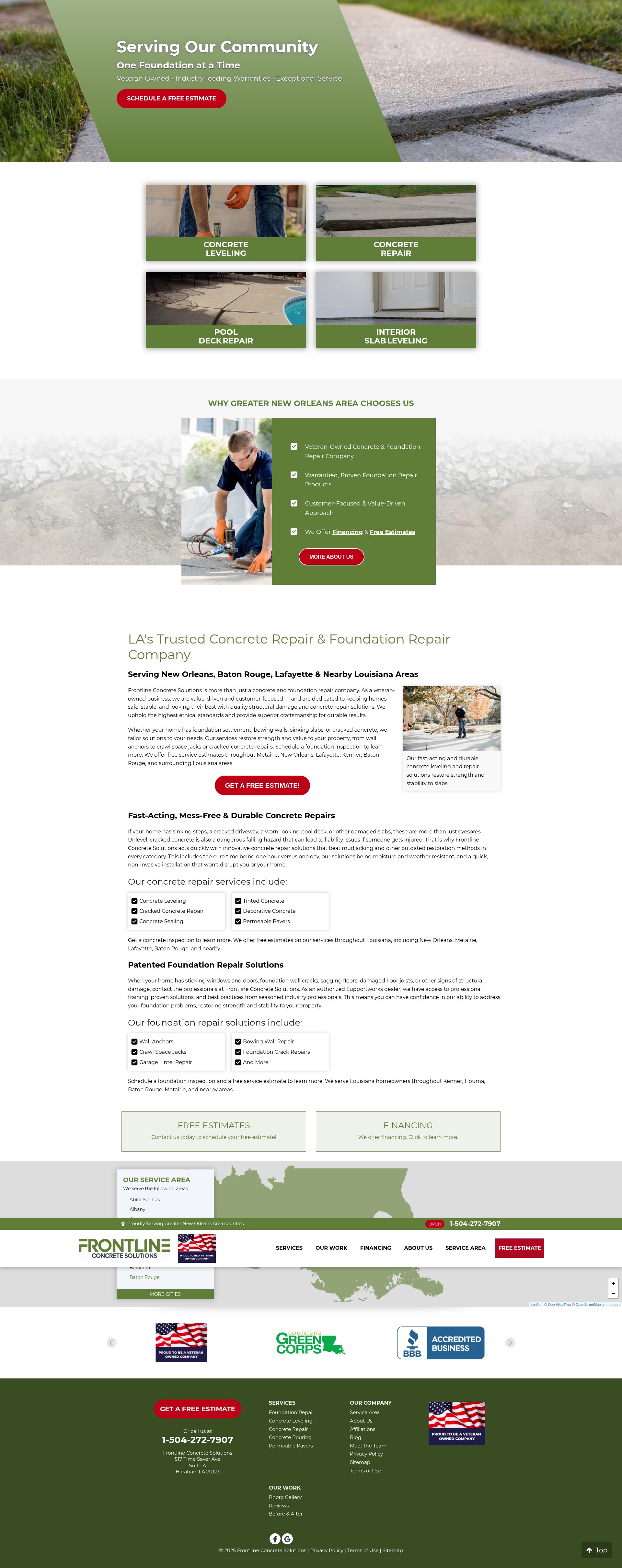 Screenshot of www.frontlineconcretela.com