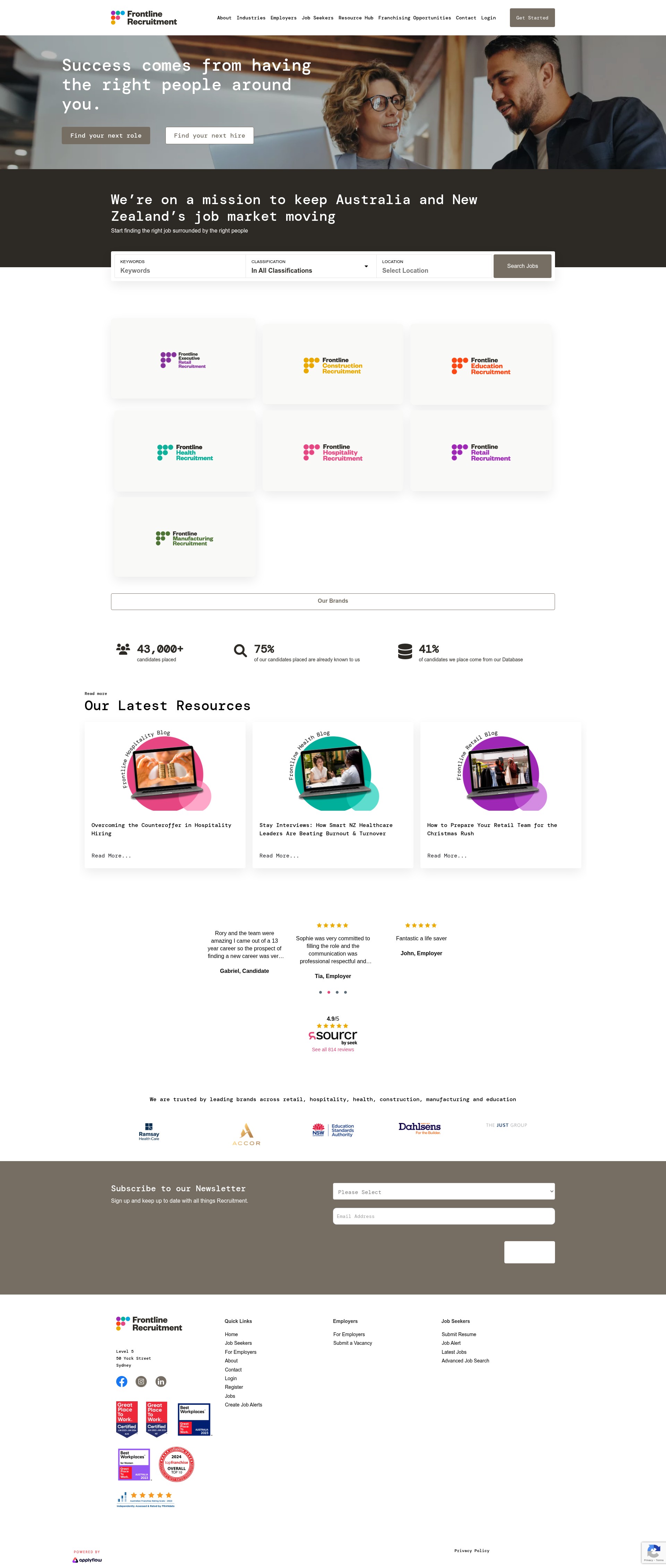Screenshot of www.frontlinerecruitmentgroup.com