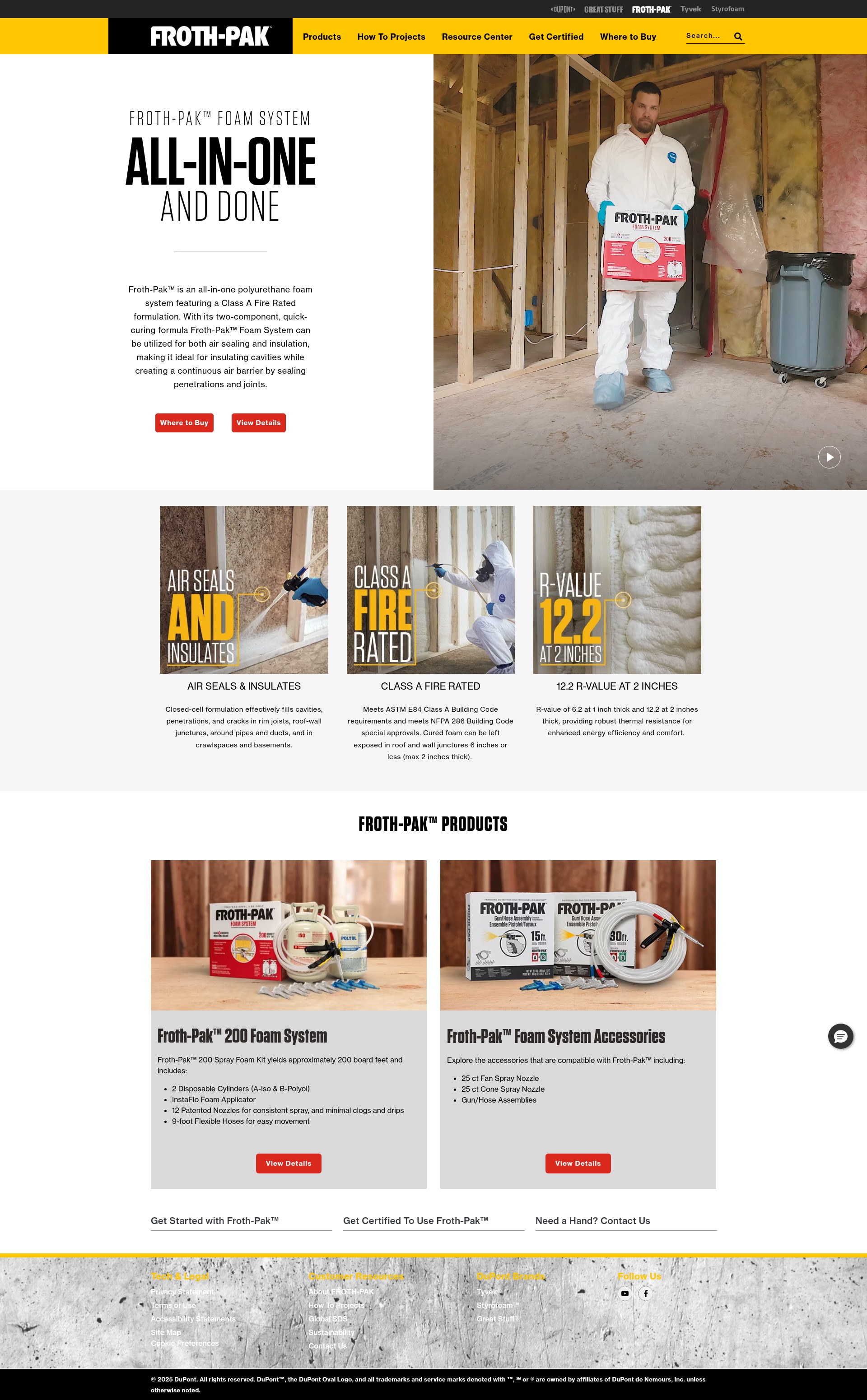 Screenshot of www.frothpak.dupont.com