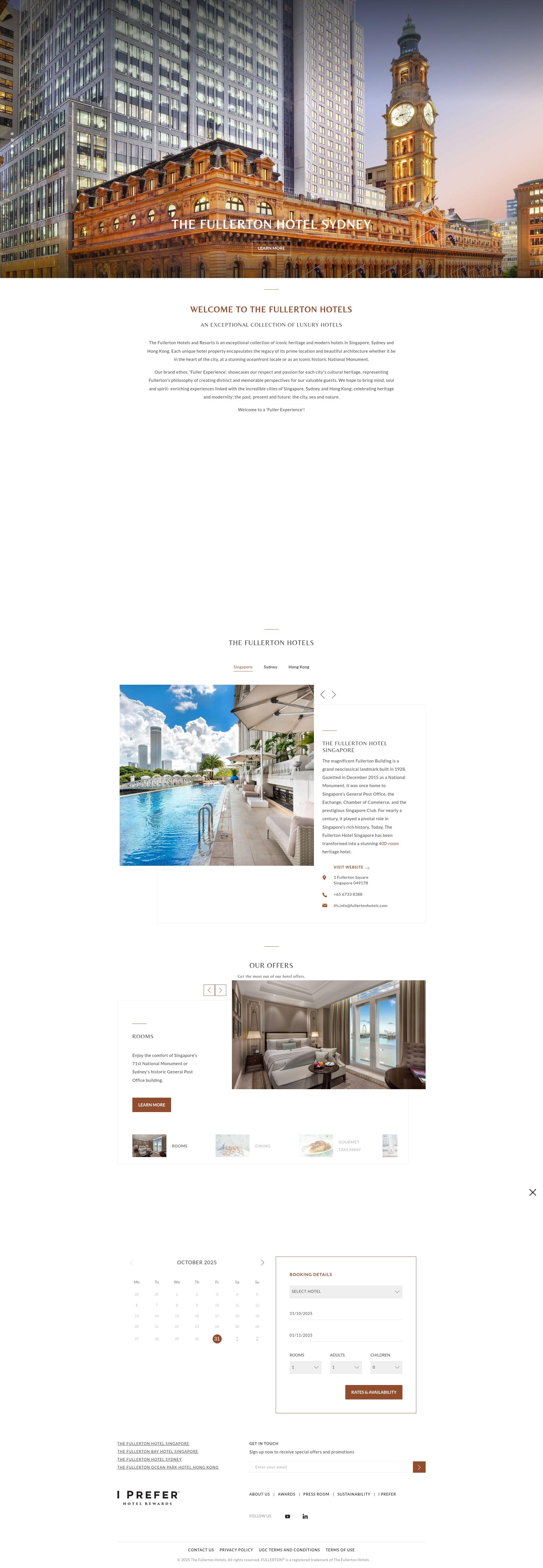 Screenshot of www.fullertonhotels.com
