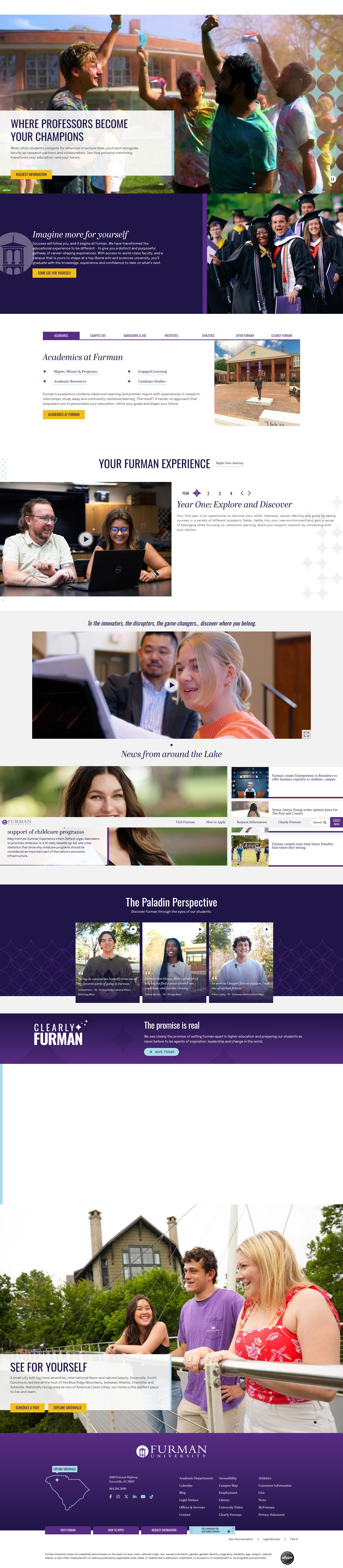 Screenshot of www.furman.edu