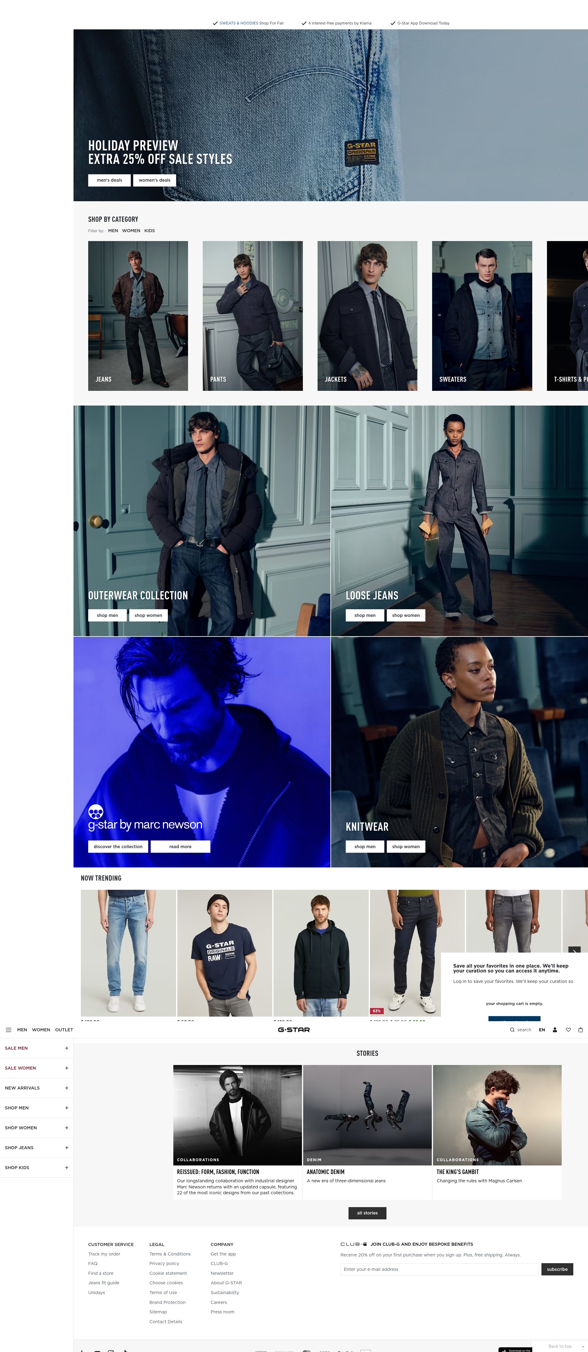 Screenshot of www.g-star.com