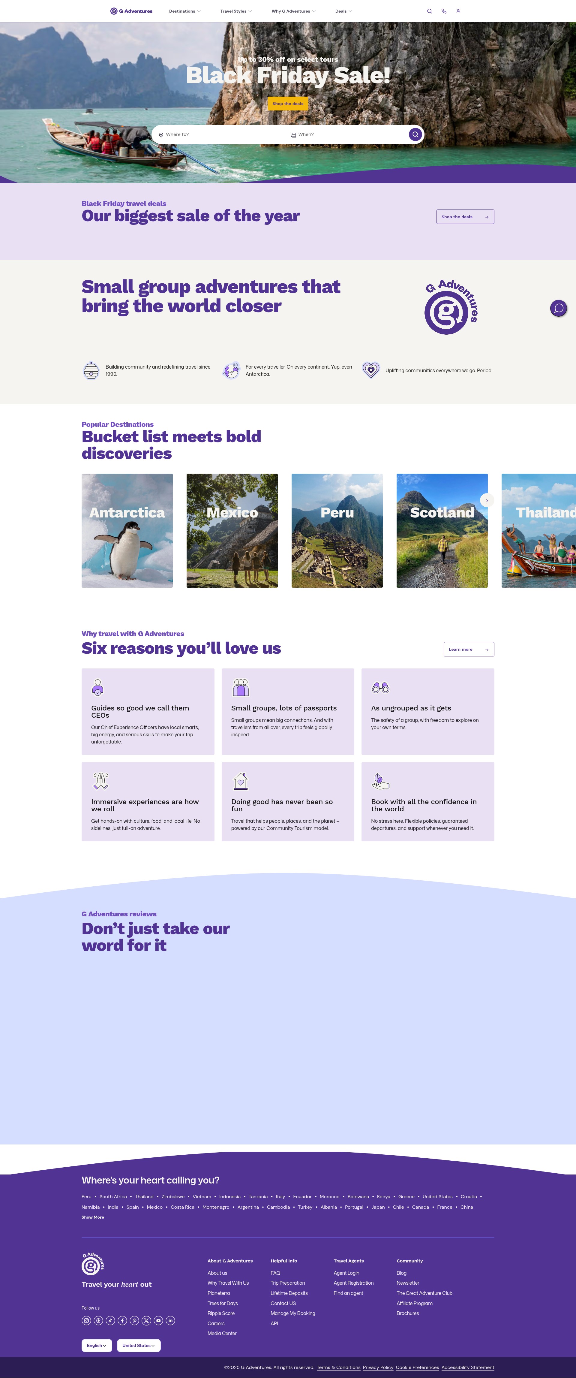 Screenshot of www.gadventures.com