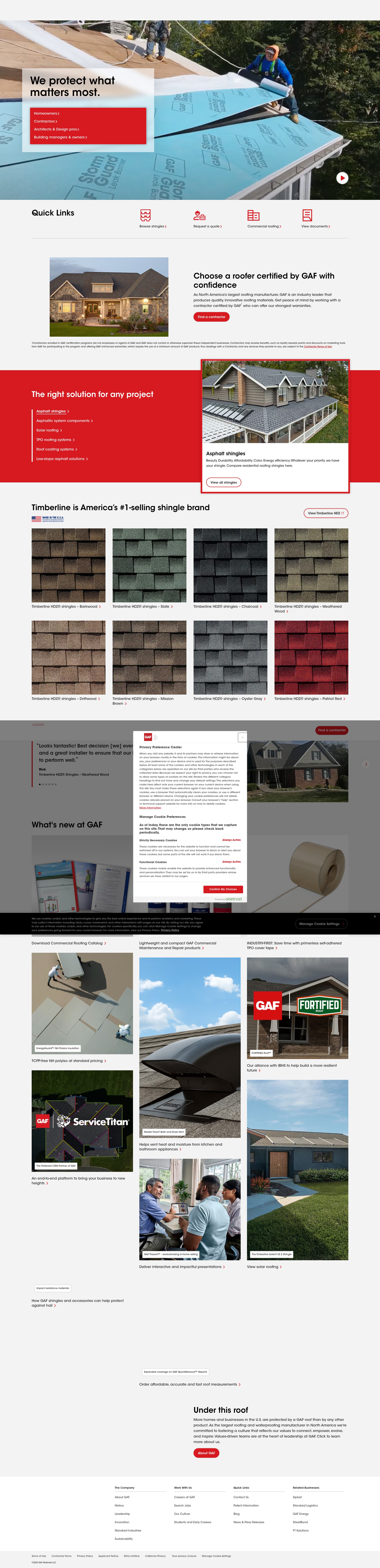 Screenshot of www.gaf.com