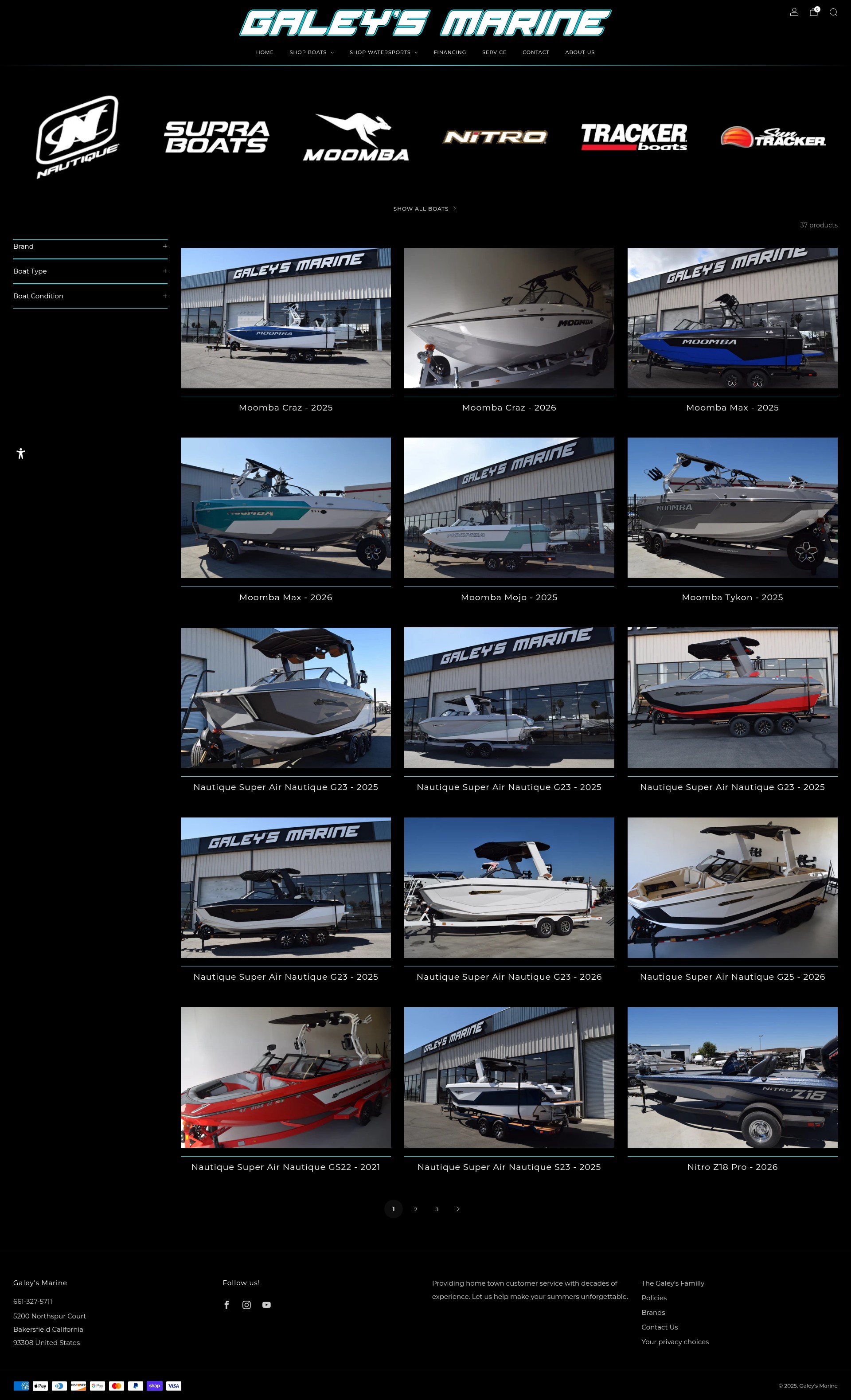 Screenshot of www.galeysmarine.com