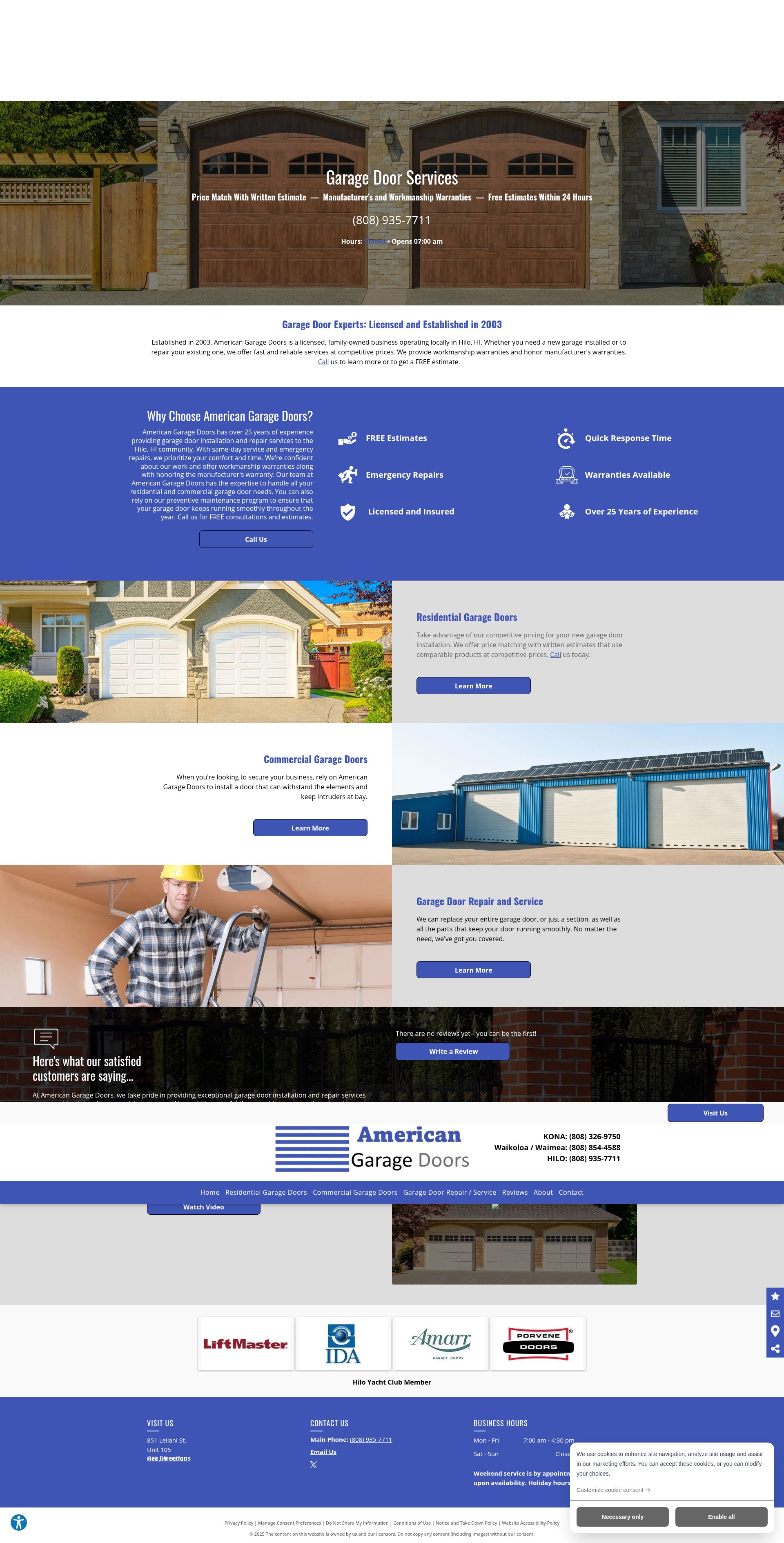 Screenshot of www.garagedoorsbigisland.com