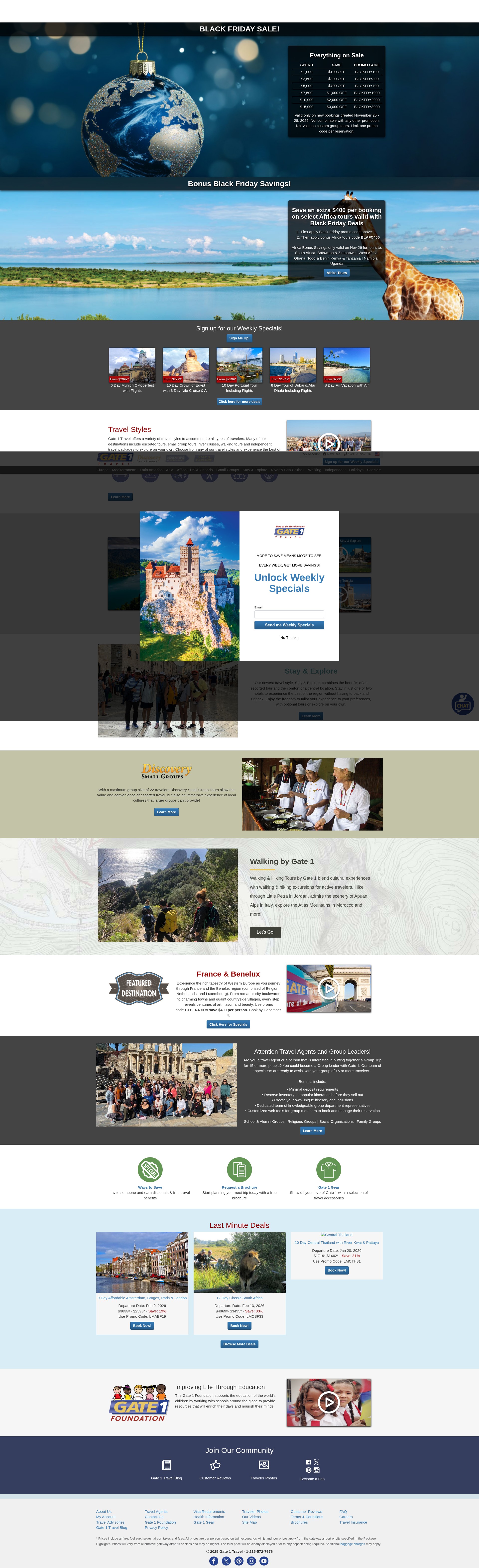Screenshot of www.gate1travel.com