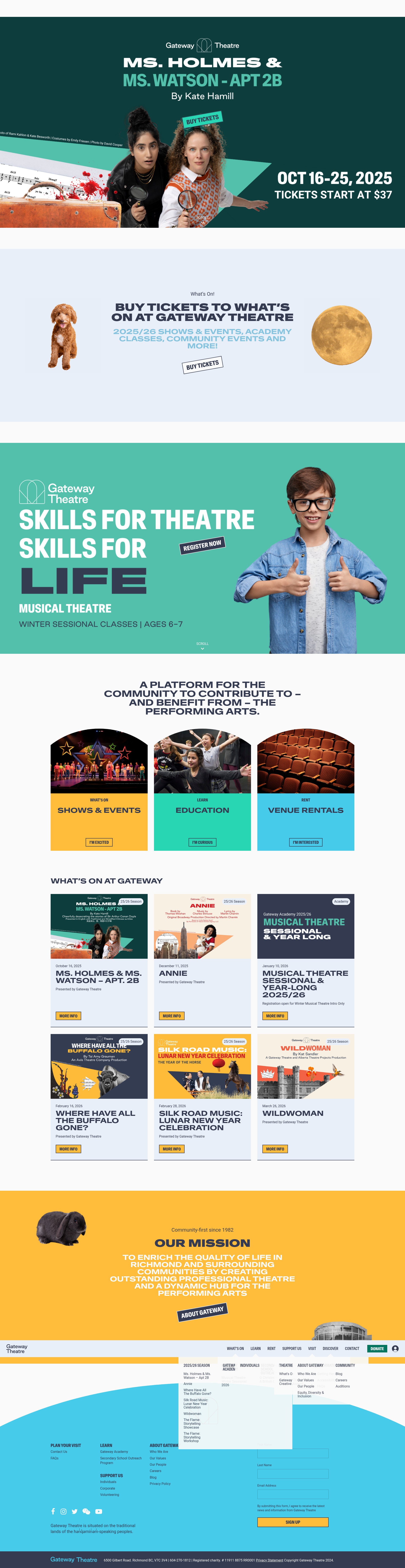 Screenshot of www.gatewaytheatre.com