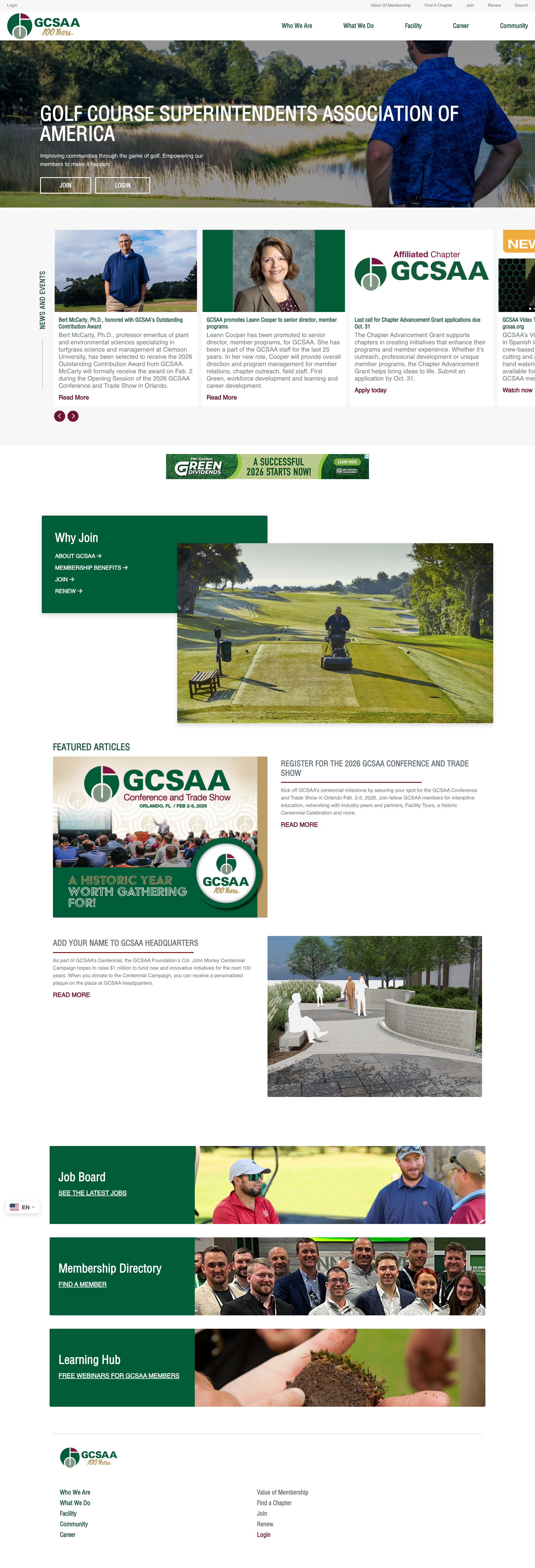 Screenshot of www.gcsaa.org