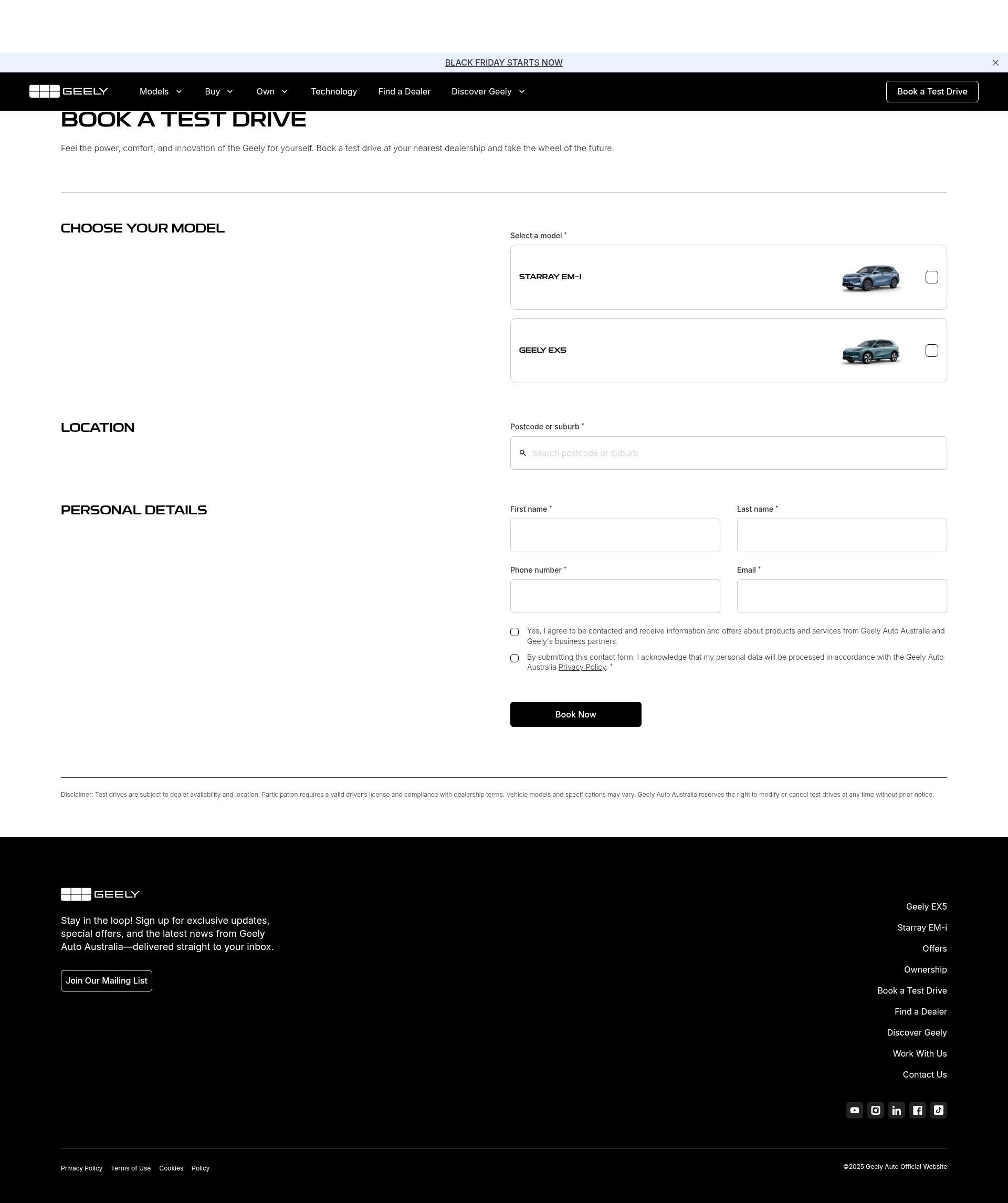 Screenshot of www.geely.com.au